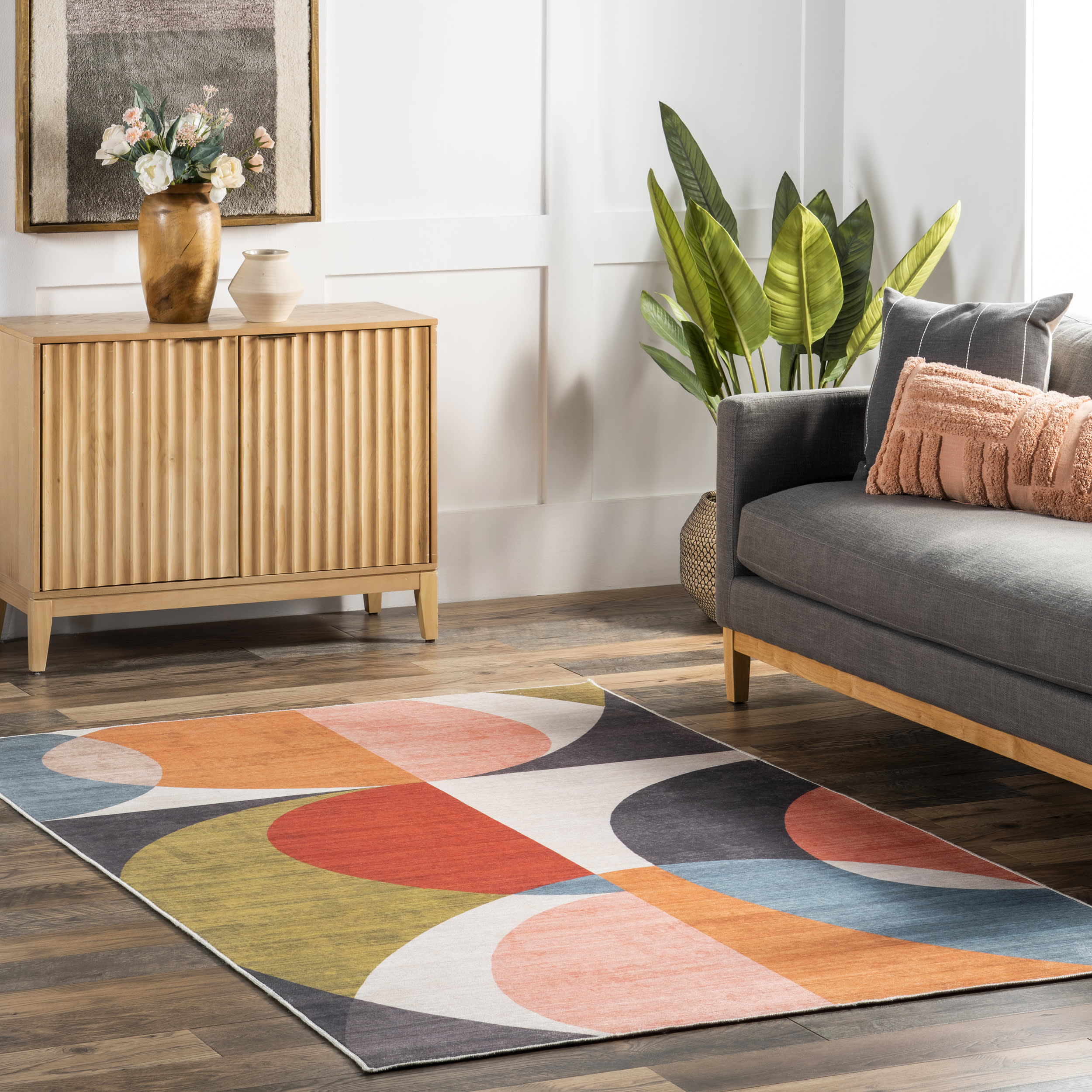 Hanna Halfmoon Washable Indoor/Outdoor Rug | Multicolor - Image 8