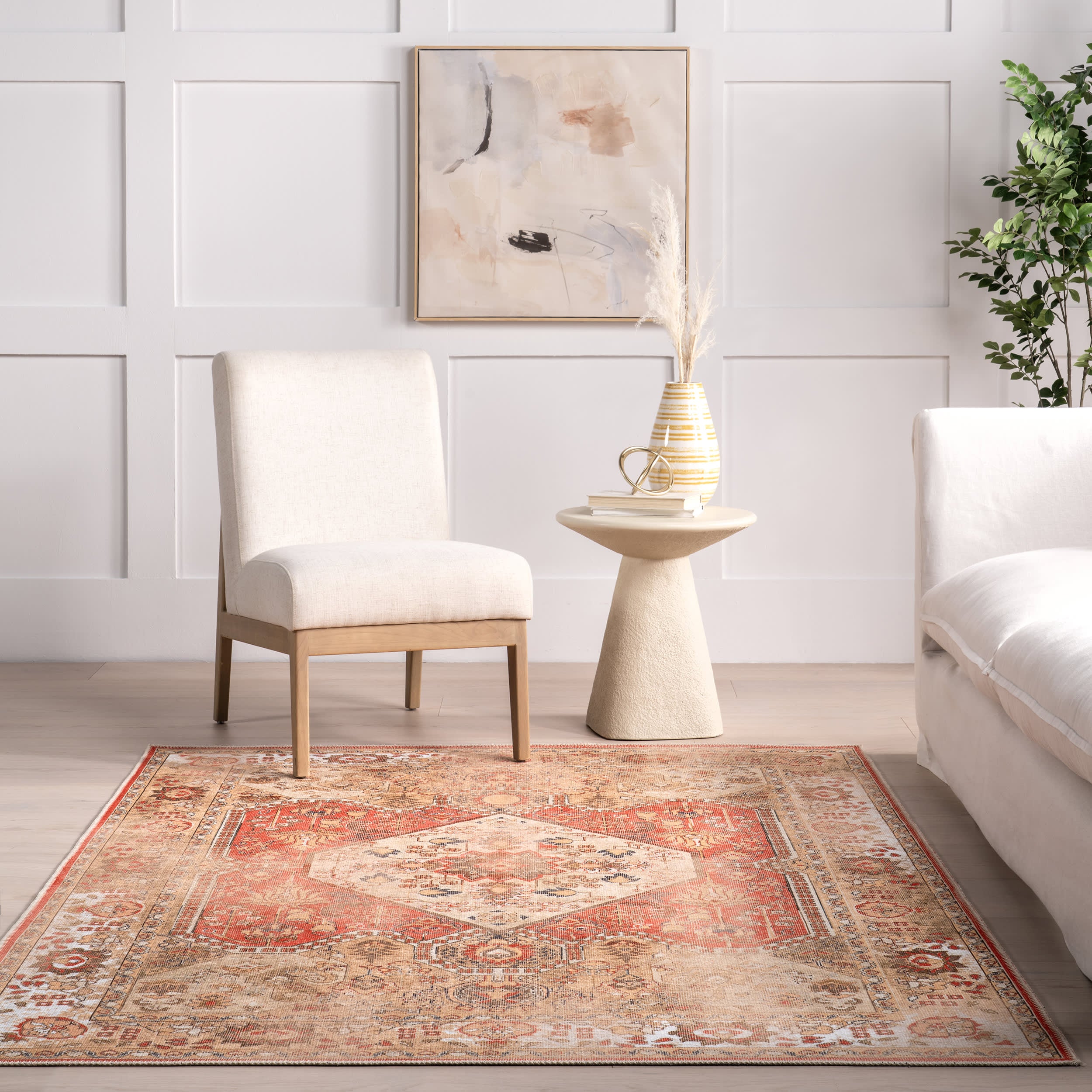 Hannah Medallion Washable Rug | Rust - Image 4
