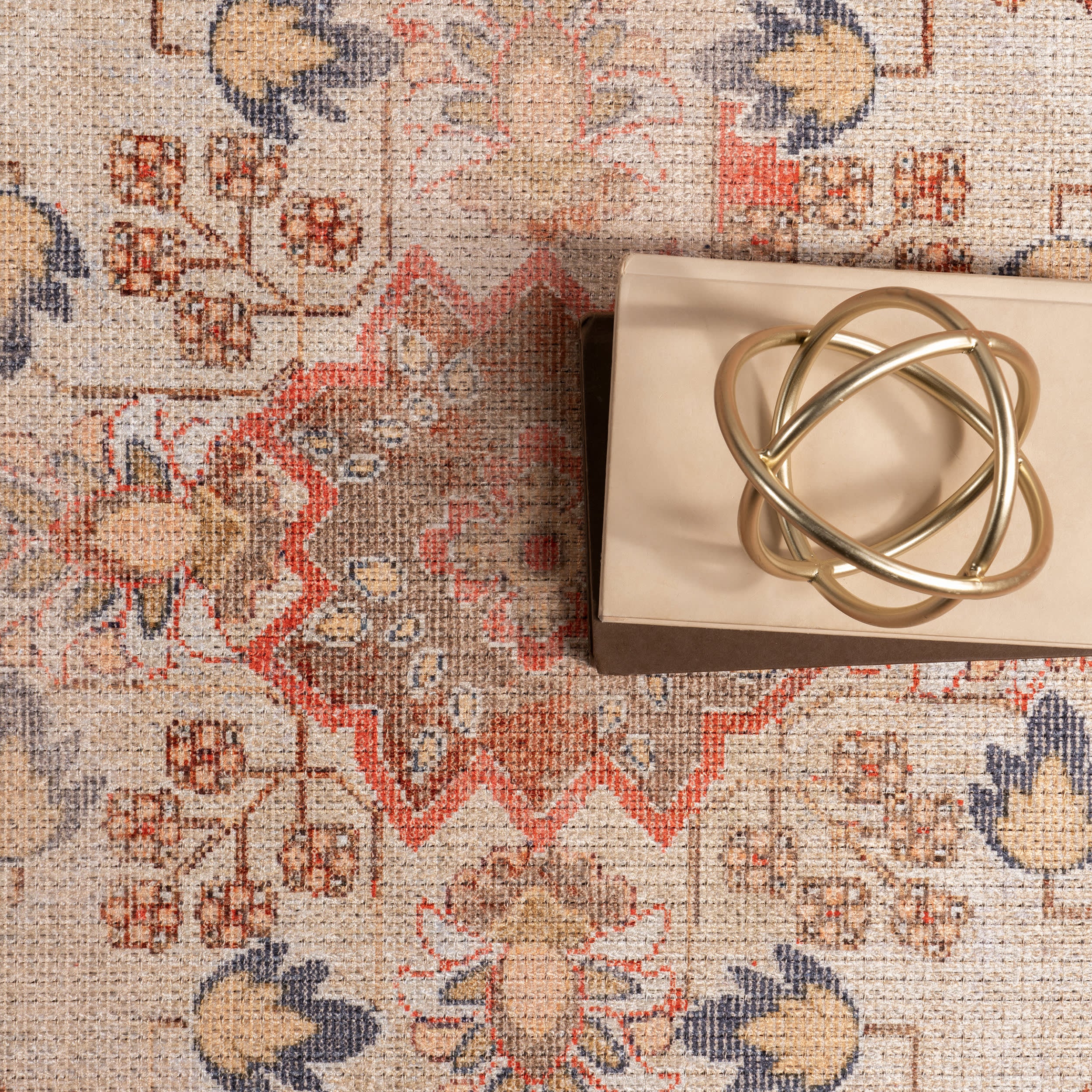 Hannah Medallion Washable Rug | Rust - Image 7