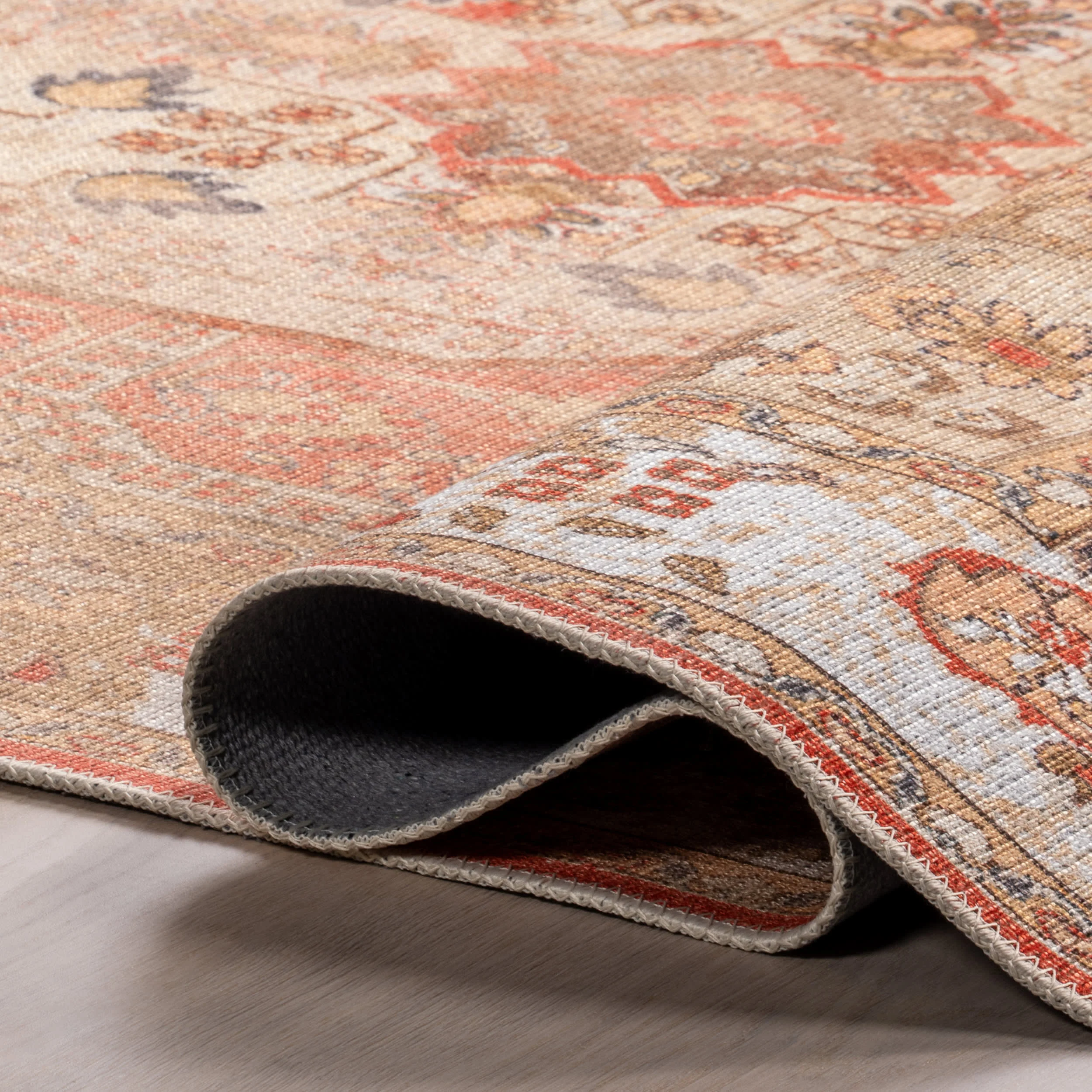 Hannah Medallion Washable Rug | Rust - Image 8