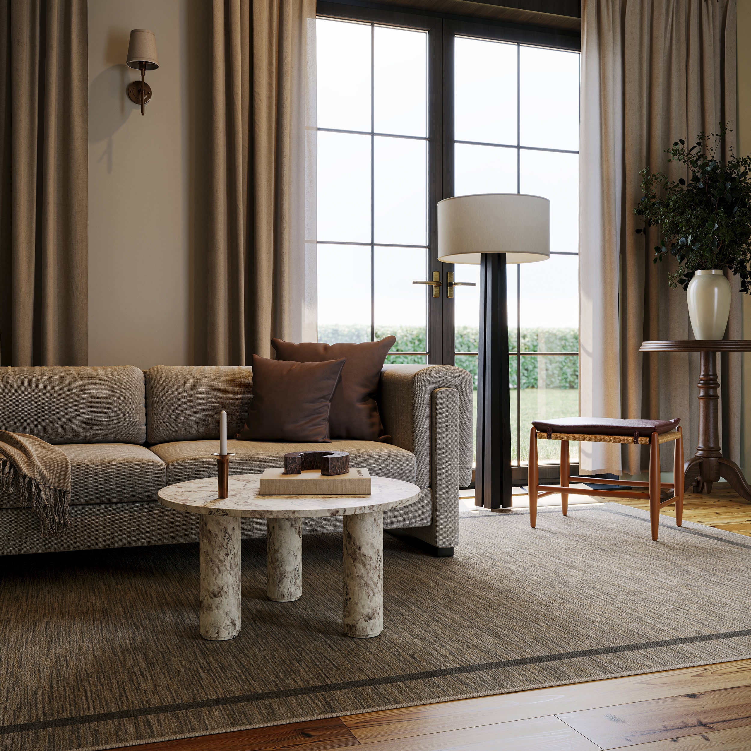 Hanover Bordered Washable Rug by Nate Berkus | Brown - Image 2