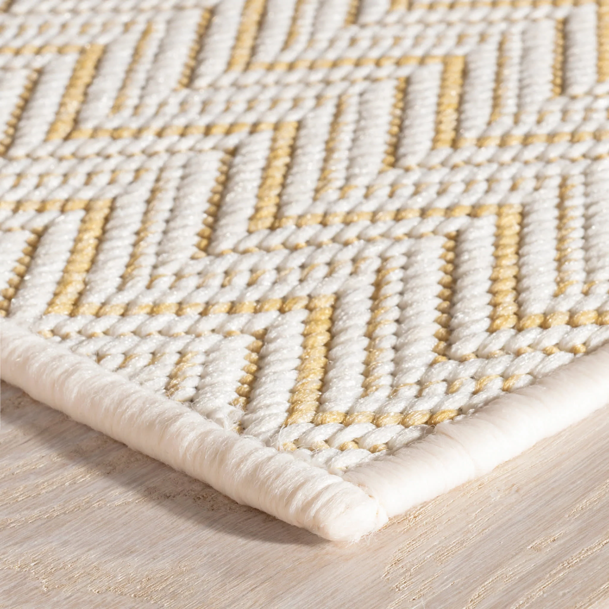 Happy Chevron Woven Indoor/Outdoor Custom Rug | Gold - Image 4
