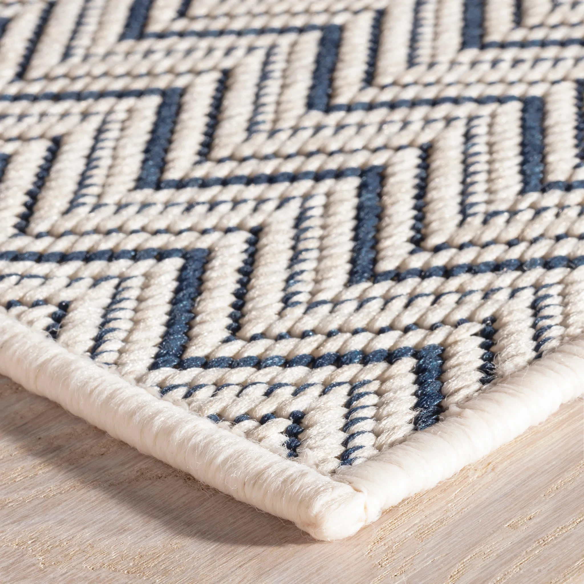 Happy Chevron Woven Indoor/Outdoor Custom Rug | Navy - Image 4