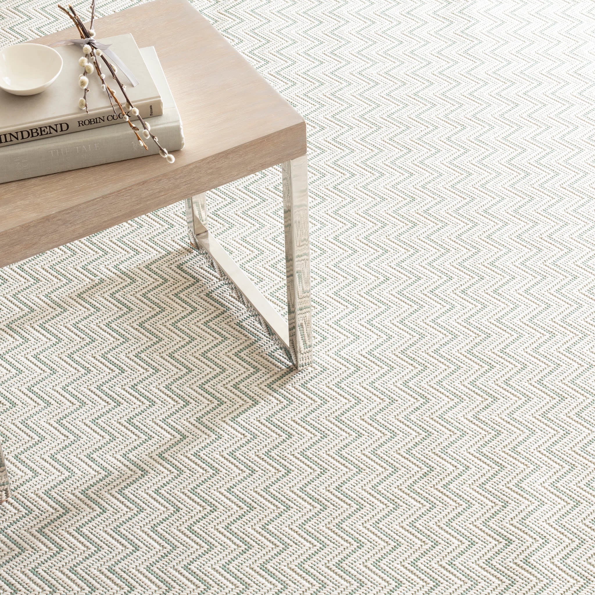 Happy Chevron Woven Indoor/Outdoor Custom Rug | Seaglass - Image 3