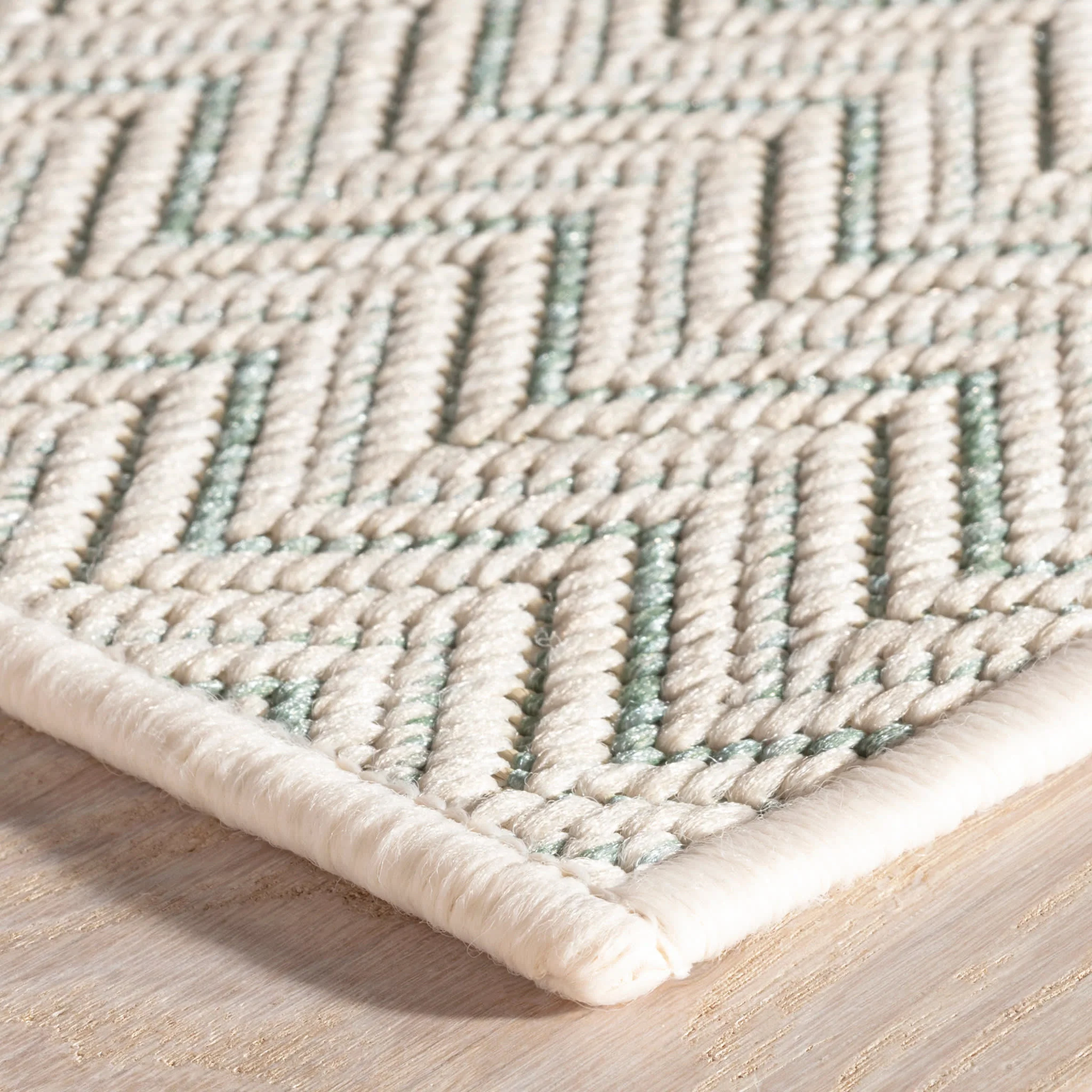 Happy Chevron Woven Indoor/Outdoor Custom Rug | Seaglass - Image 4