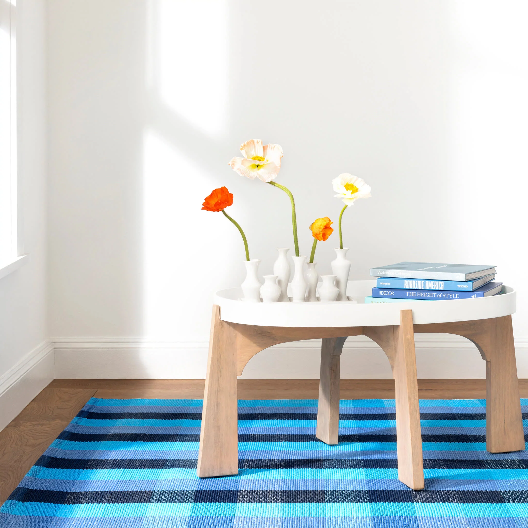 Happy Plaid Handwoven Indoor/Outdoor Rug | Blue - Image 2