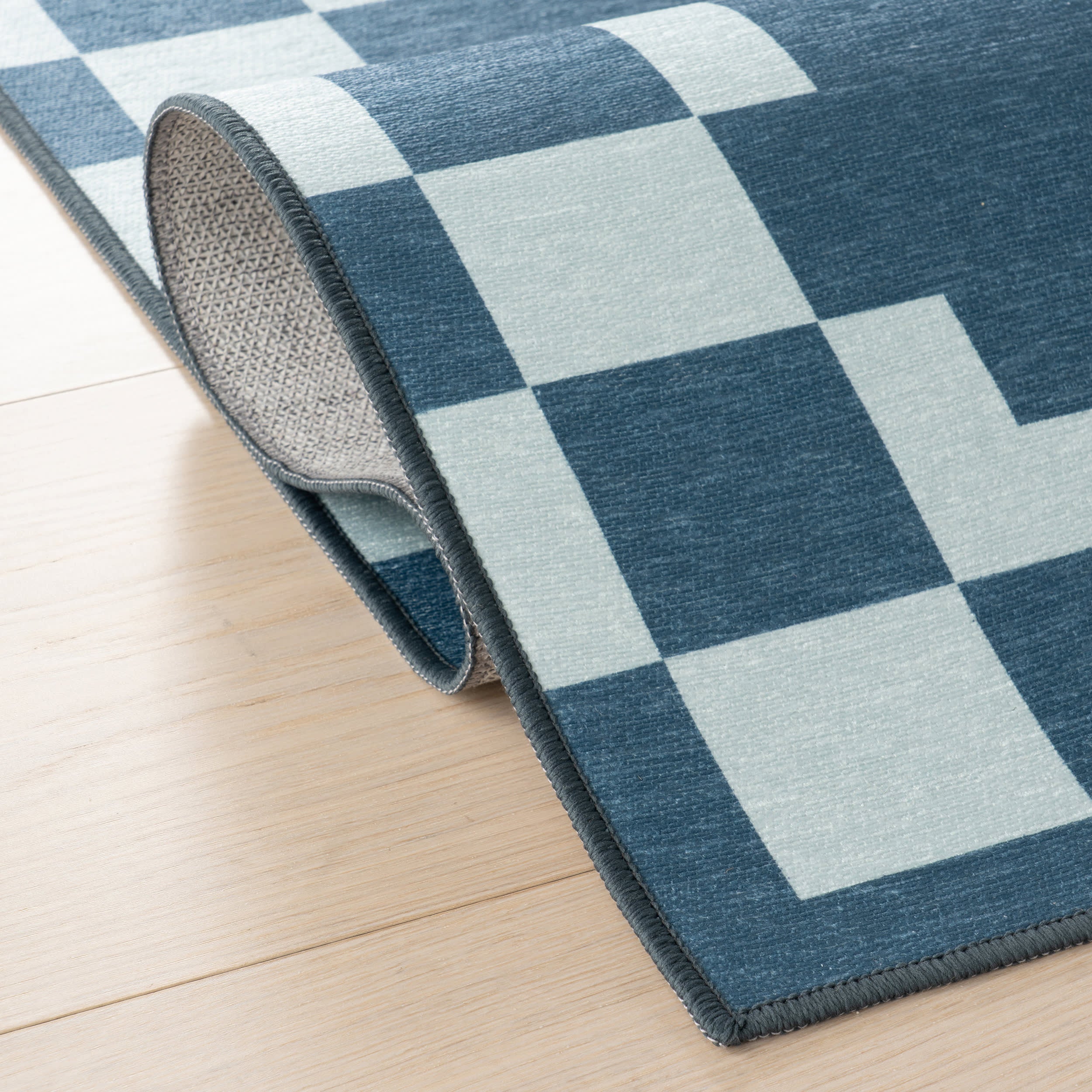Harbor Frame Checkered Washable Rug by Society6 | Blue - Image 11