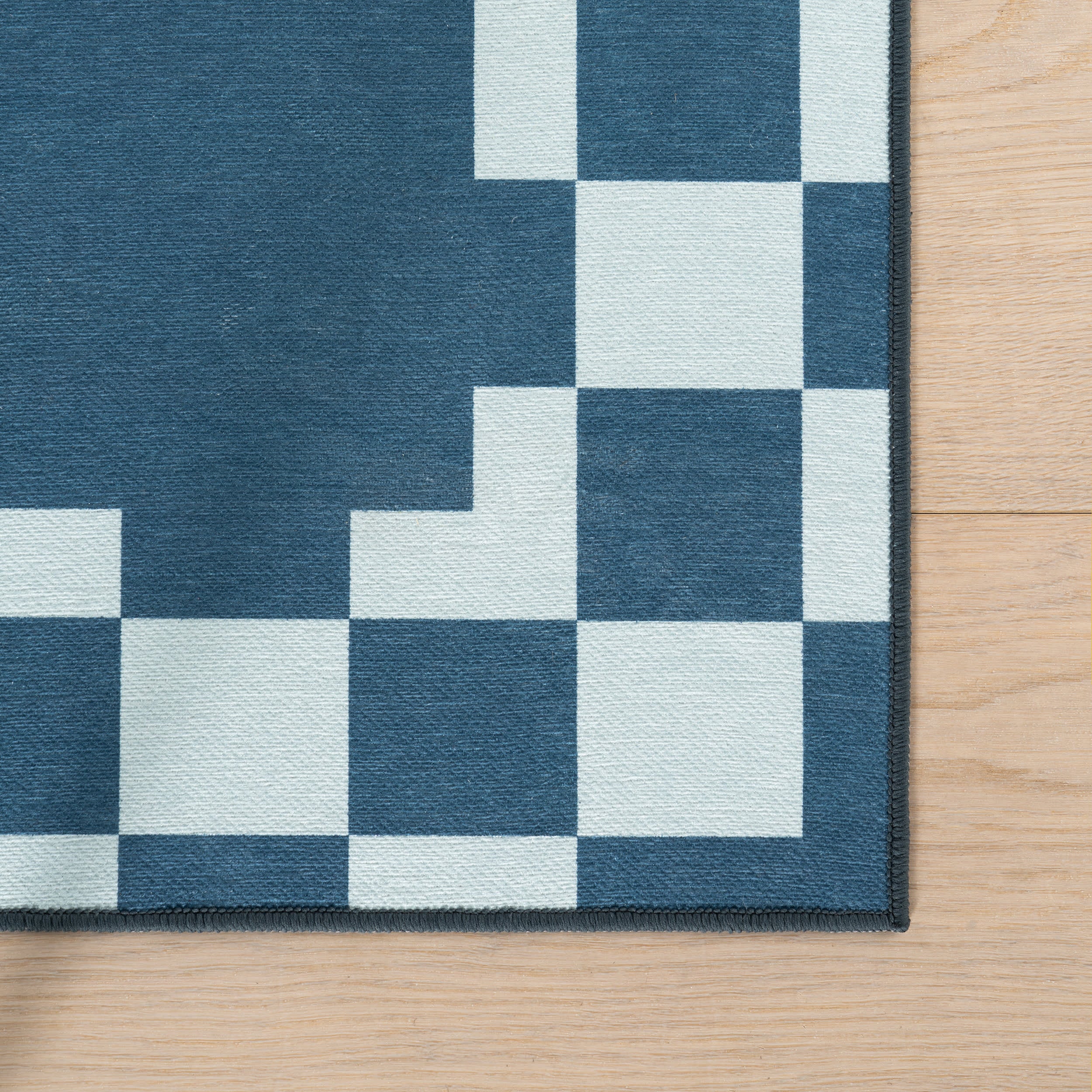Harbor Frame Checkered Washable Rug by Society6 | Blue - Image 4