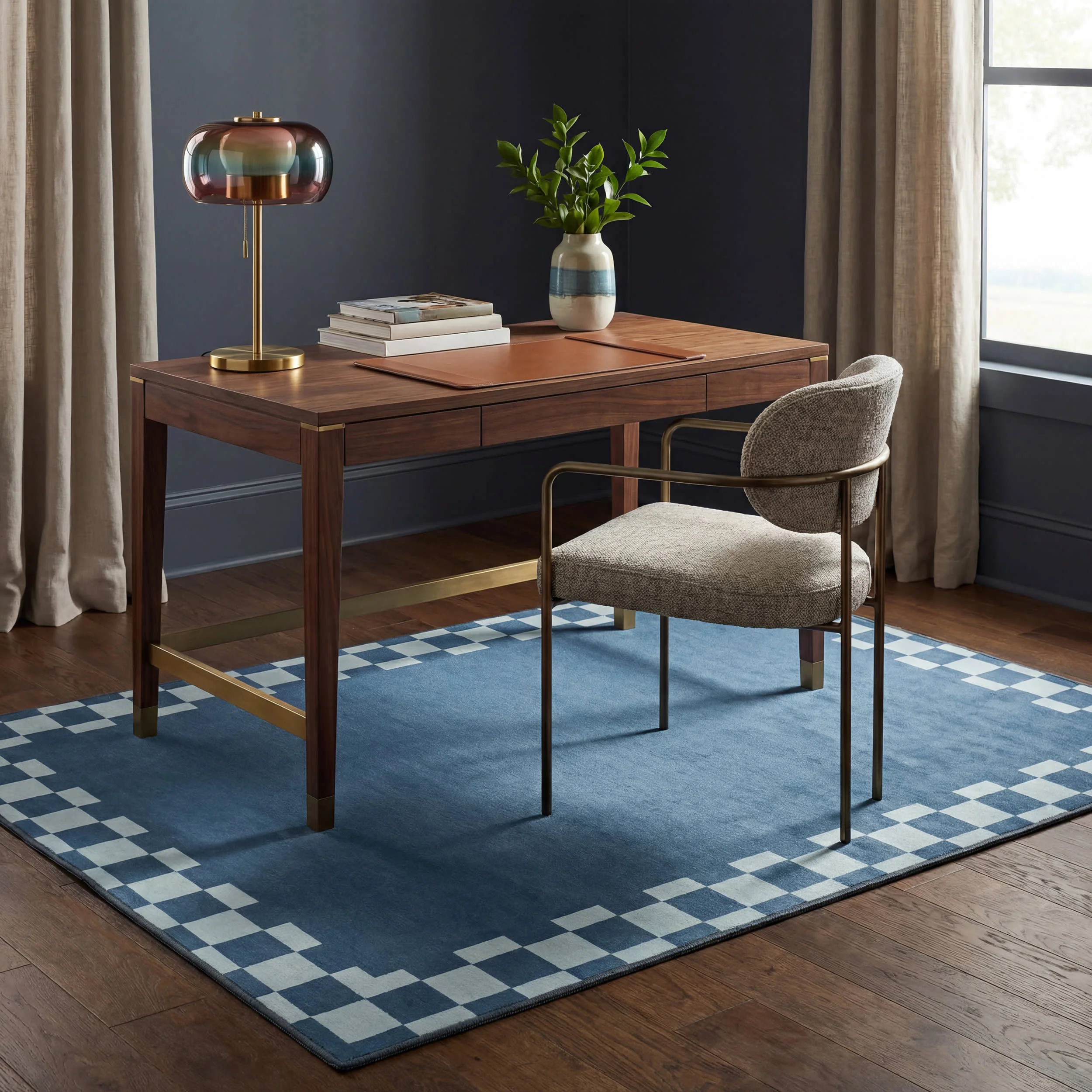 Harbor Frame Checkered Washable Rug by Society6 | Blue - Image 7