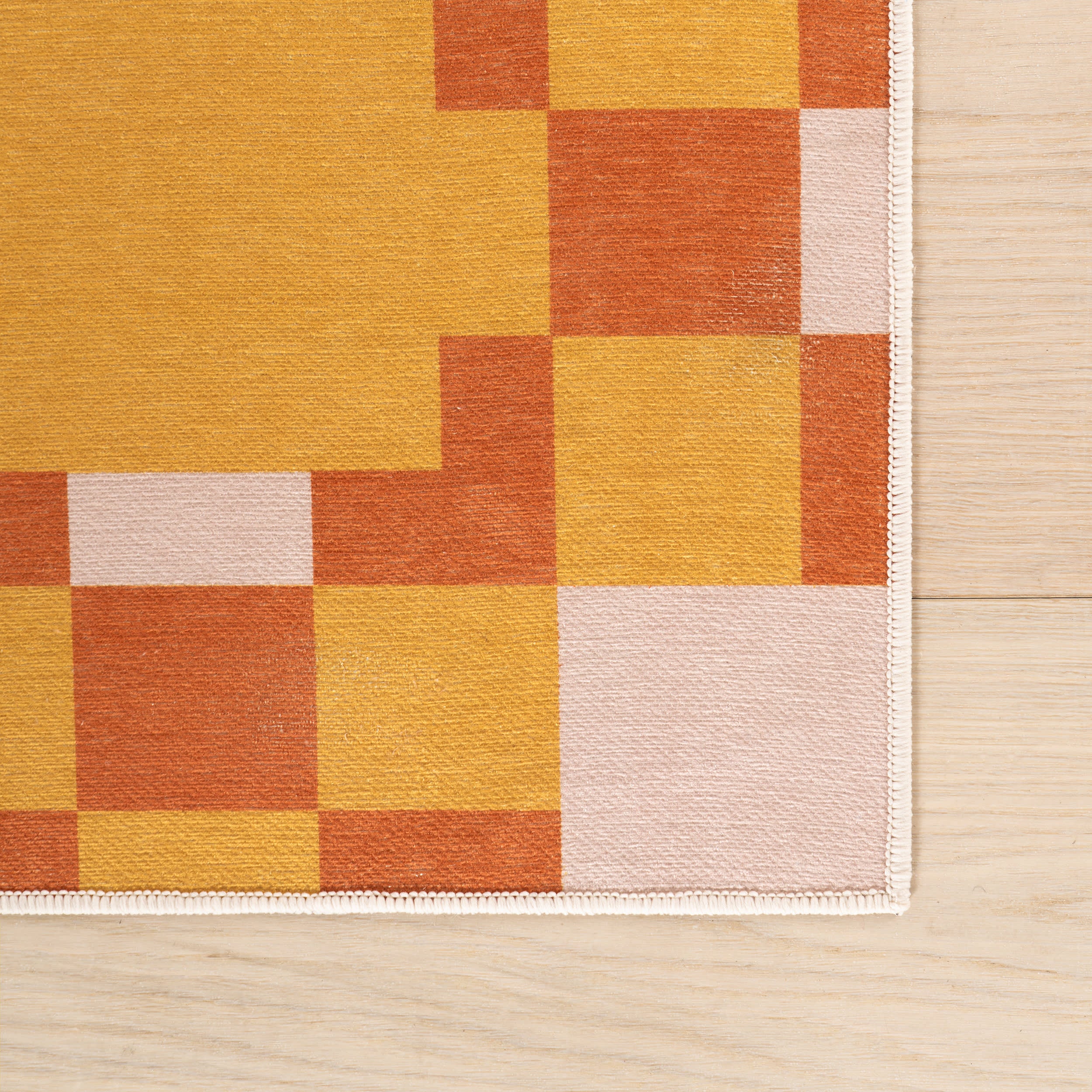 Harbor Frame Checkered Washable Rug by Society6 | Golden - Image 4