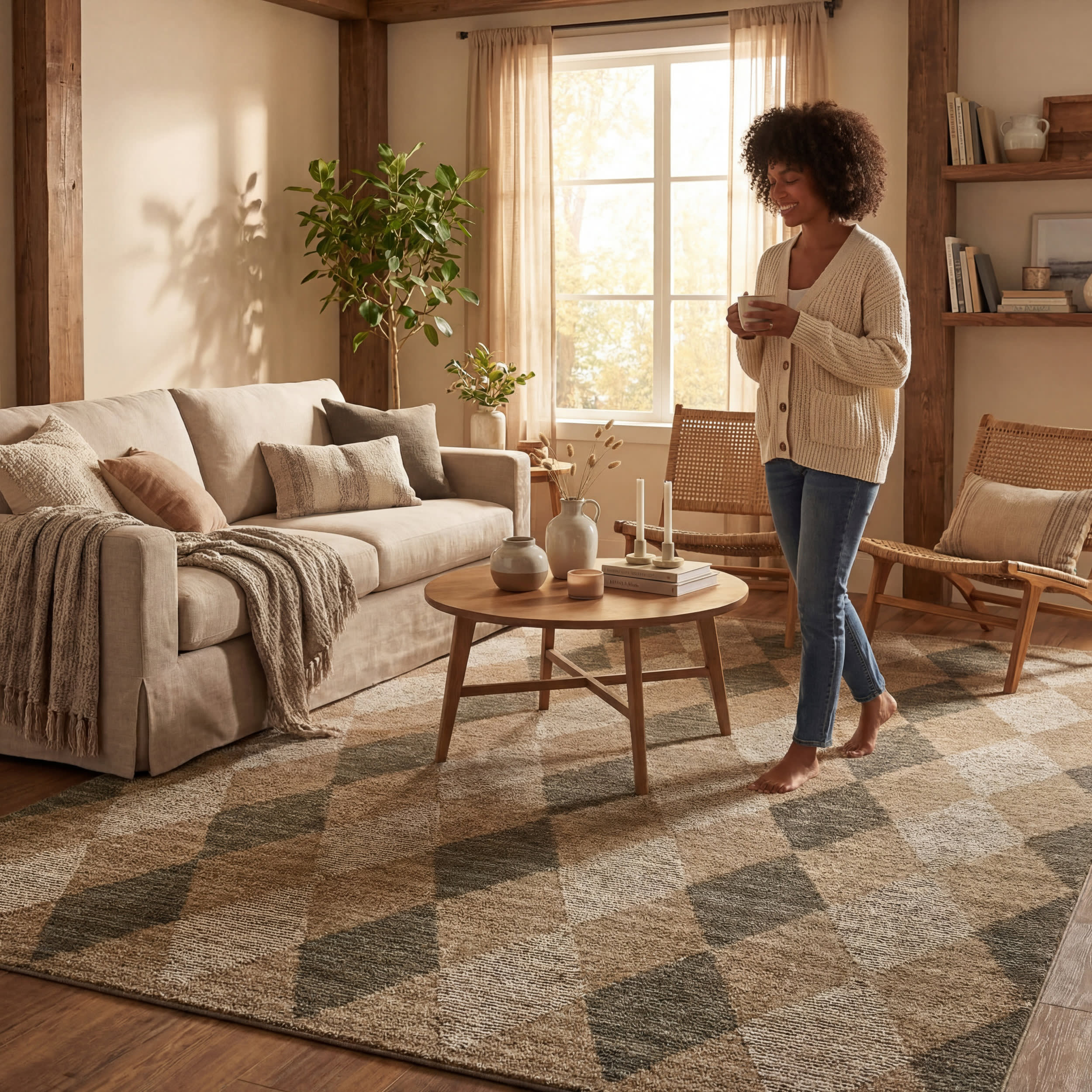 Harlex Mid Century Diamond Rug | Green - Image 9