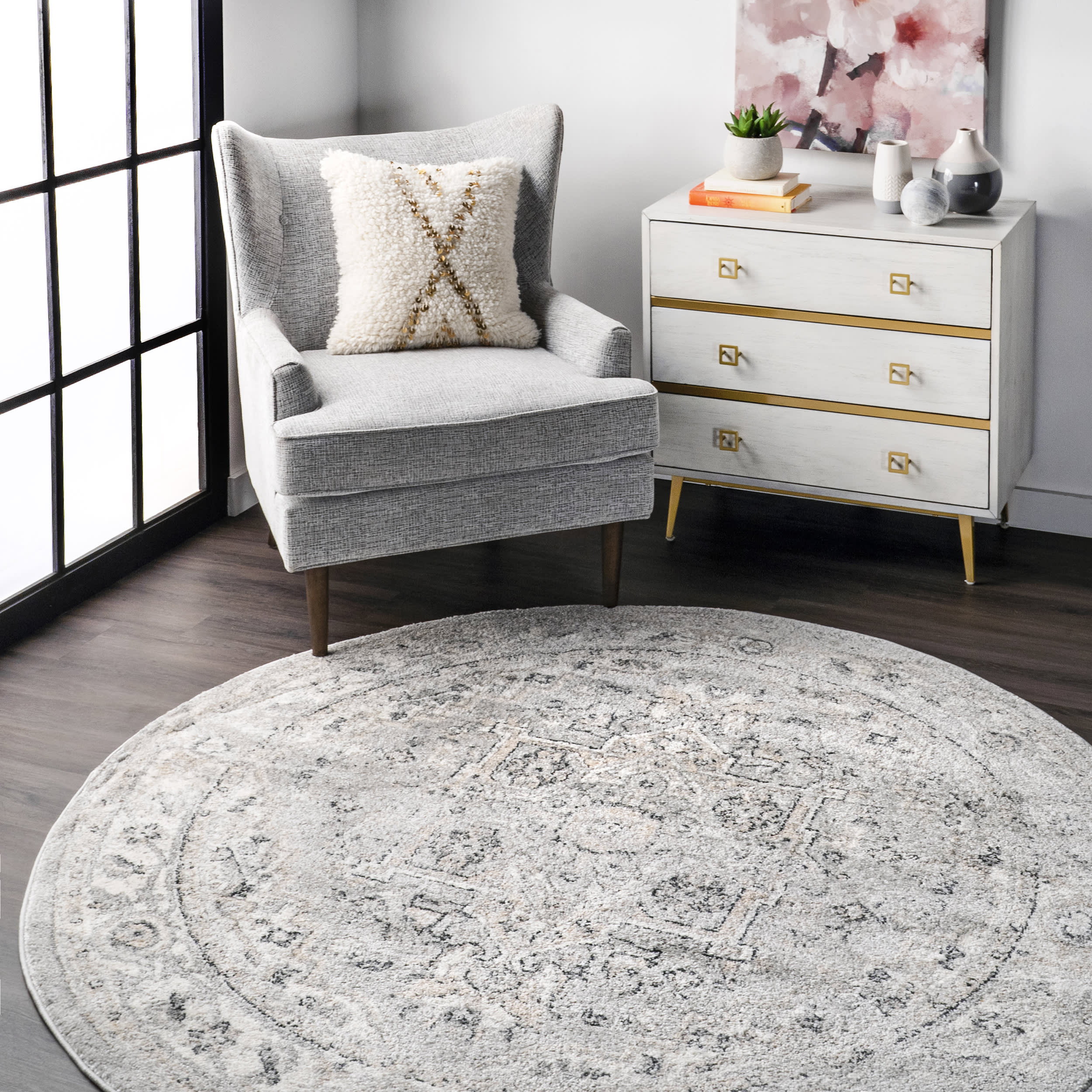 Harley Vintage Medallion Rug | Light Grey - Image 2