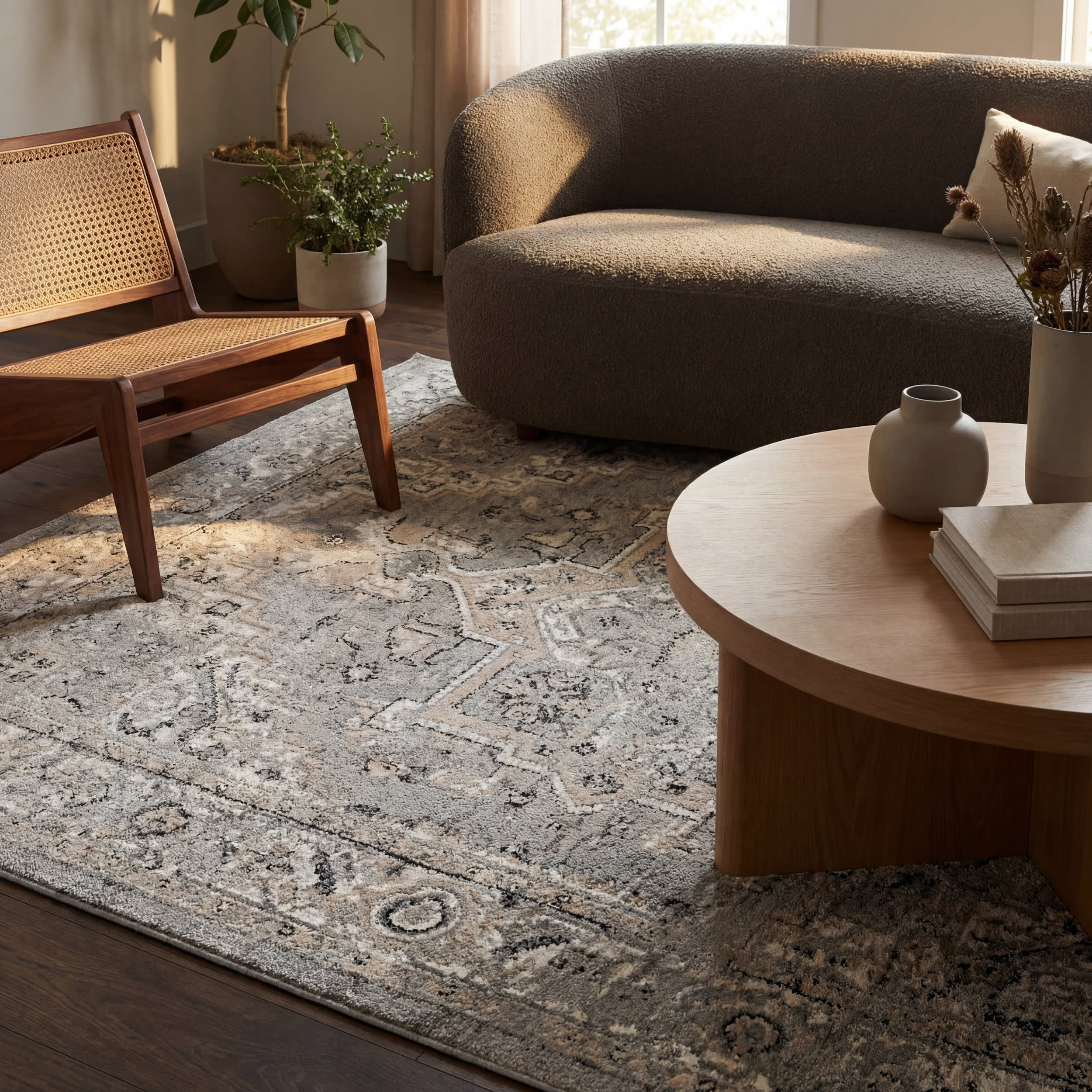 Harley Vintage Medallion Rug | Light Grey - Image 5