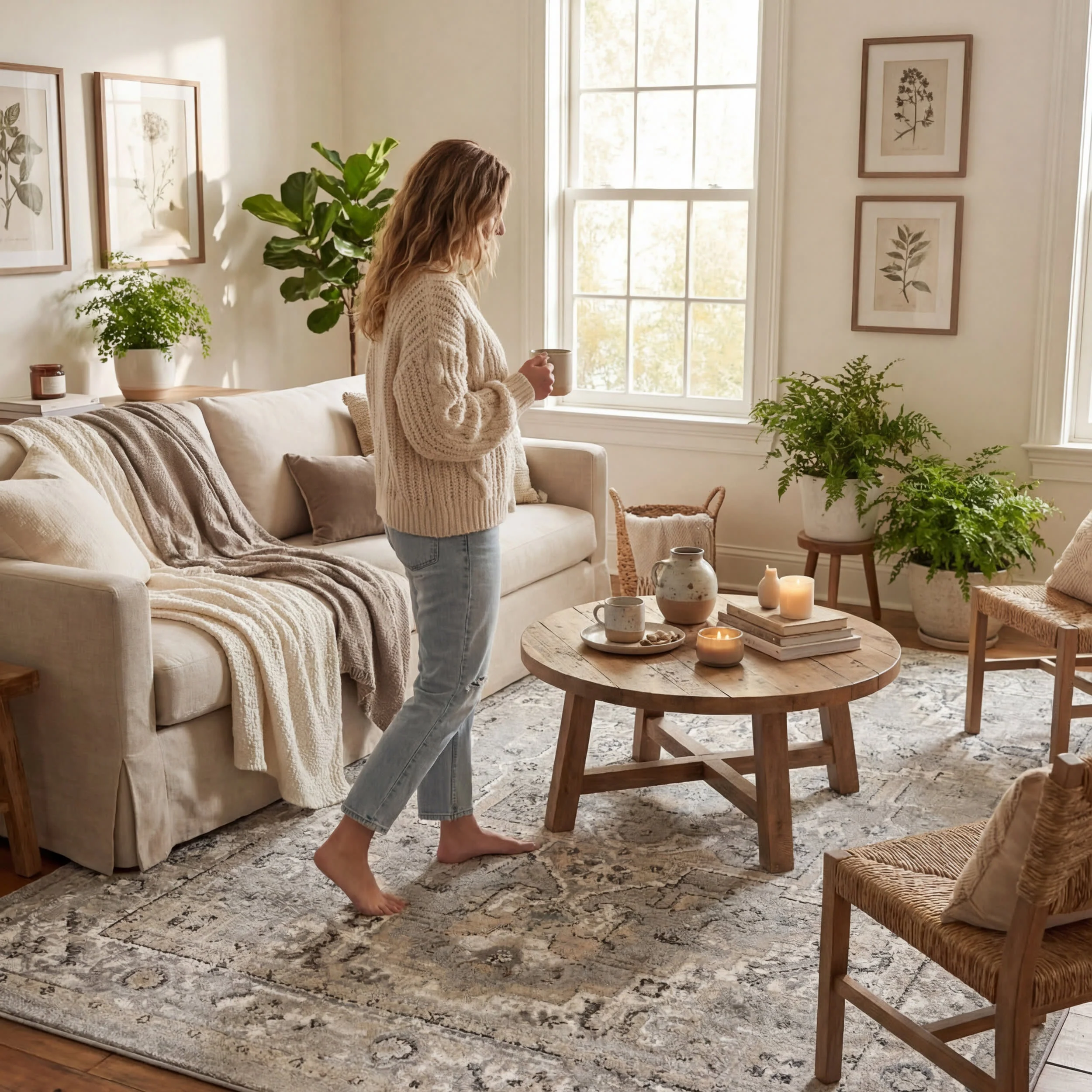Harley Vintage Medallion Rug | Light Grey - Image 9