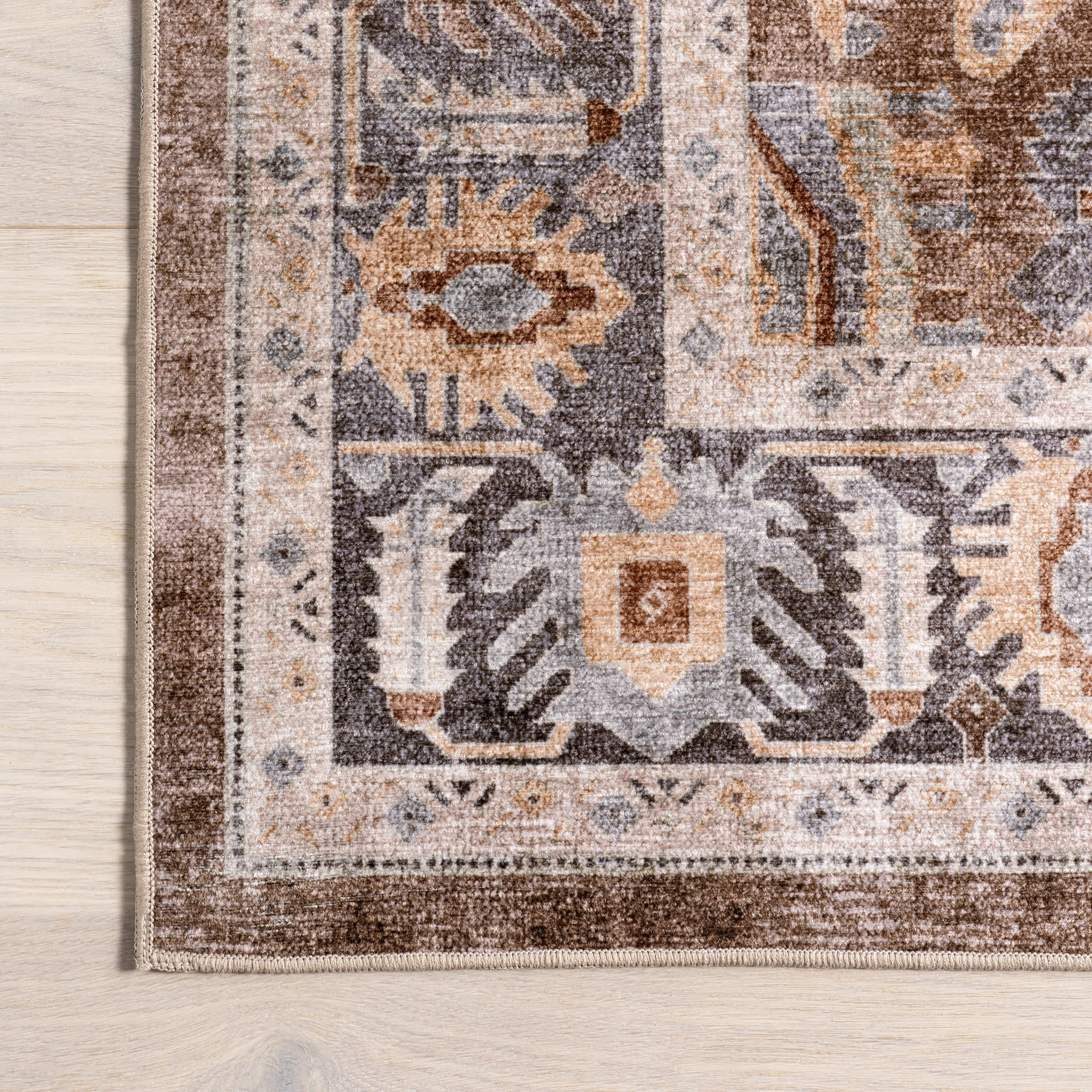 Harmoni Medallion Spill Proof Washable Rug | Brown - Image 4