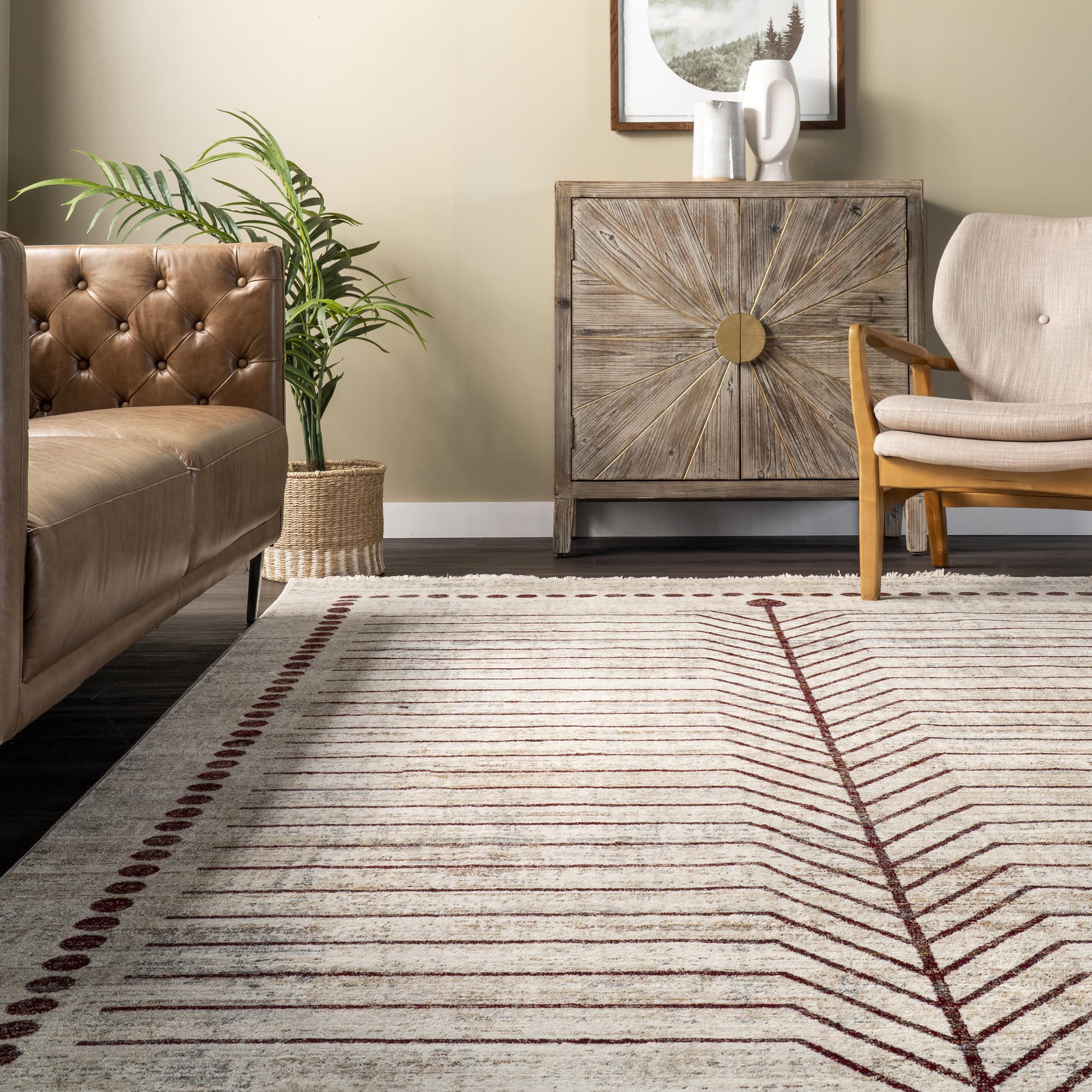 Harper Zen Fringed Rug | Beige - Image 4
