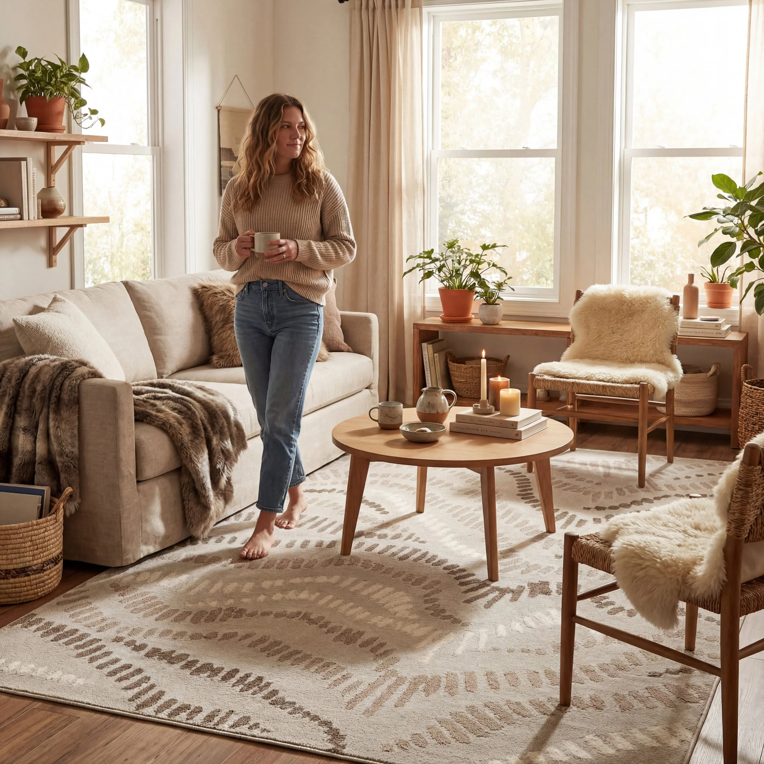 Harrah Modern Abstract Rug | Beige - Image 9