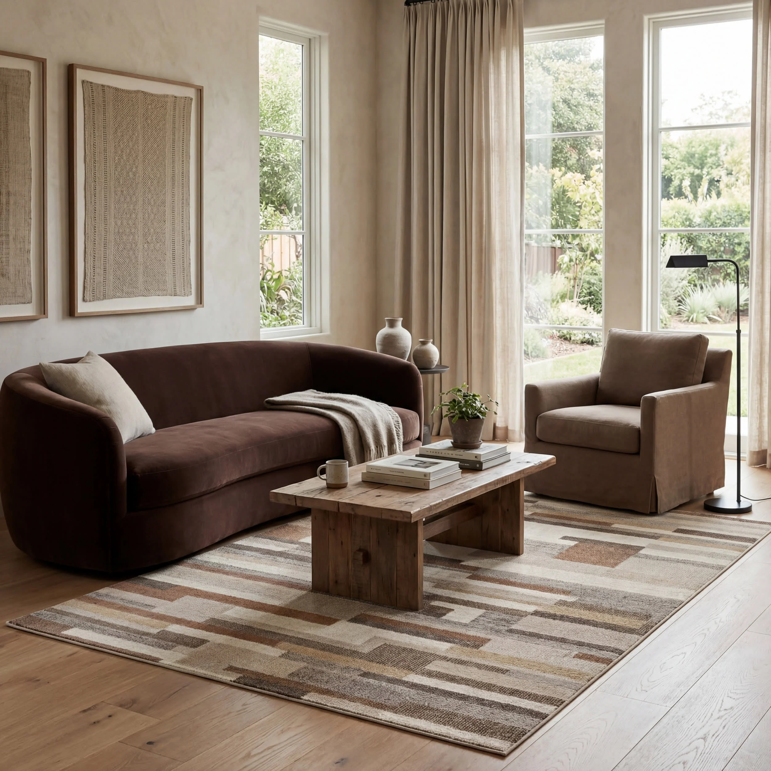 Harrah Rustic Abstract Washable Rug | Tan - Image 2
