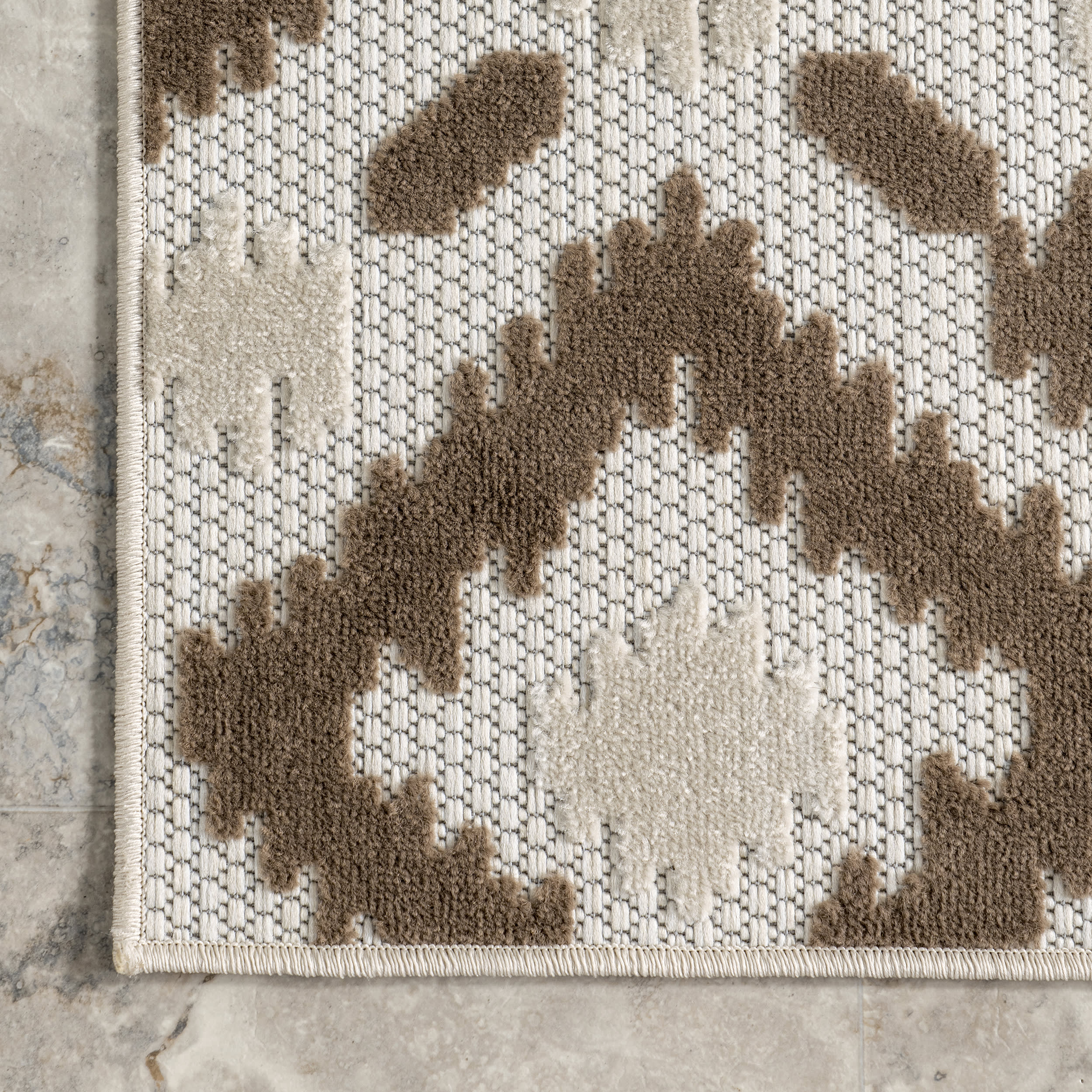 Hatched Trellis Indoor/Outdoor Rug | Beige - Image 3