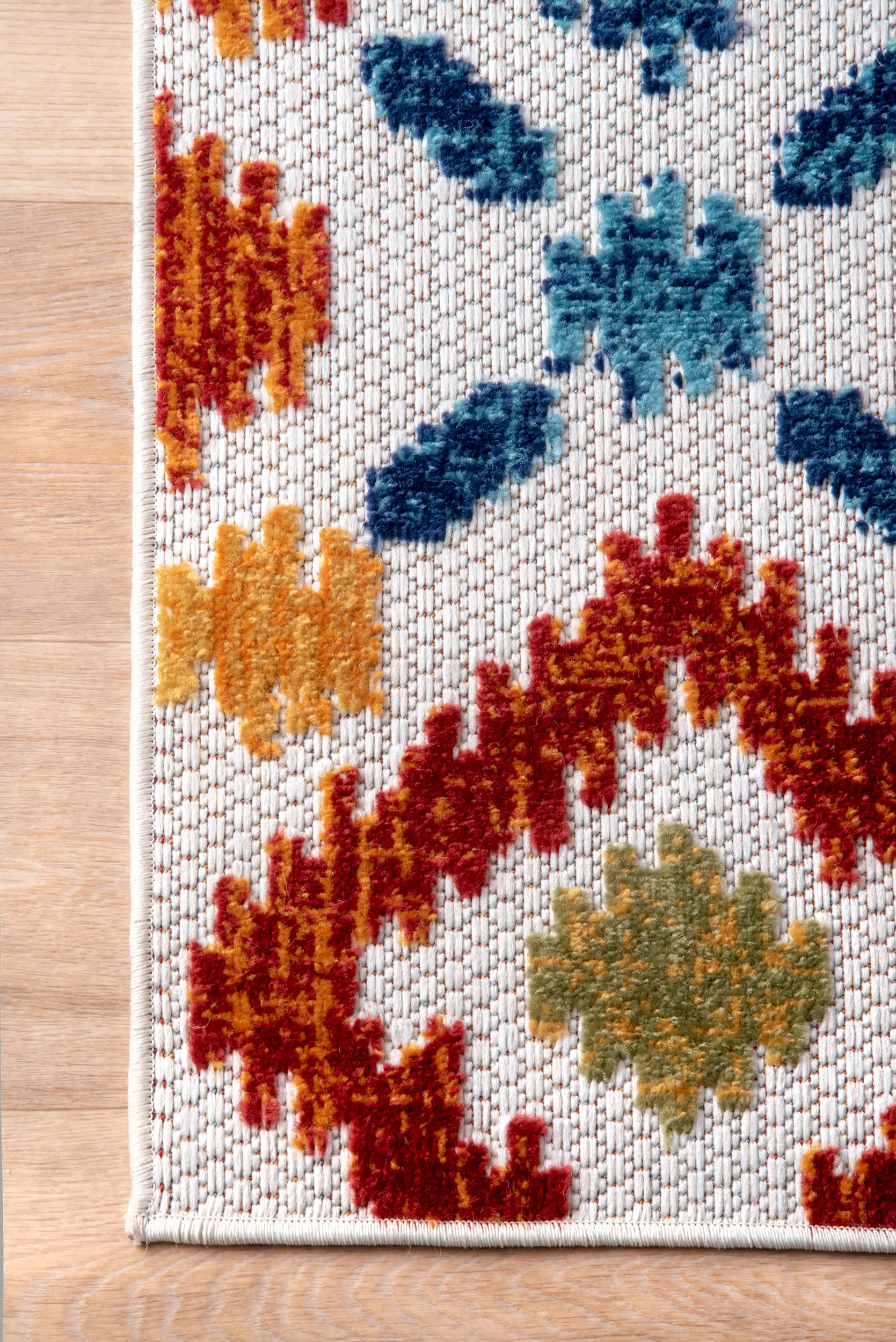 Hatched Trellis Indoor/Outdoor Rug | Blue - Image 3