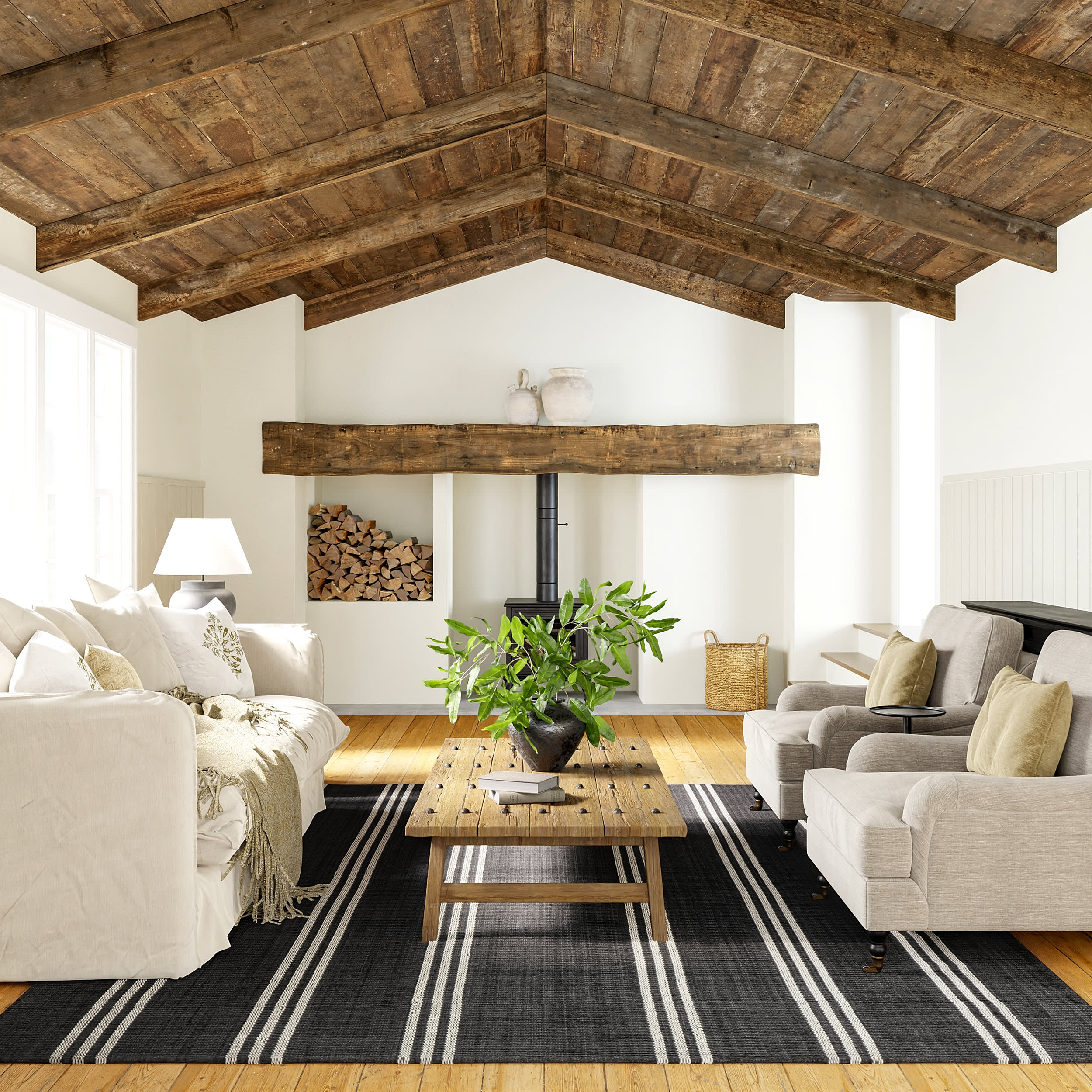 Hawthorn Striped Wool Rug | Charcoal - Image 2