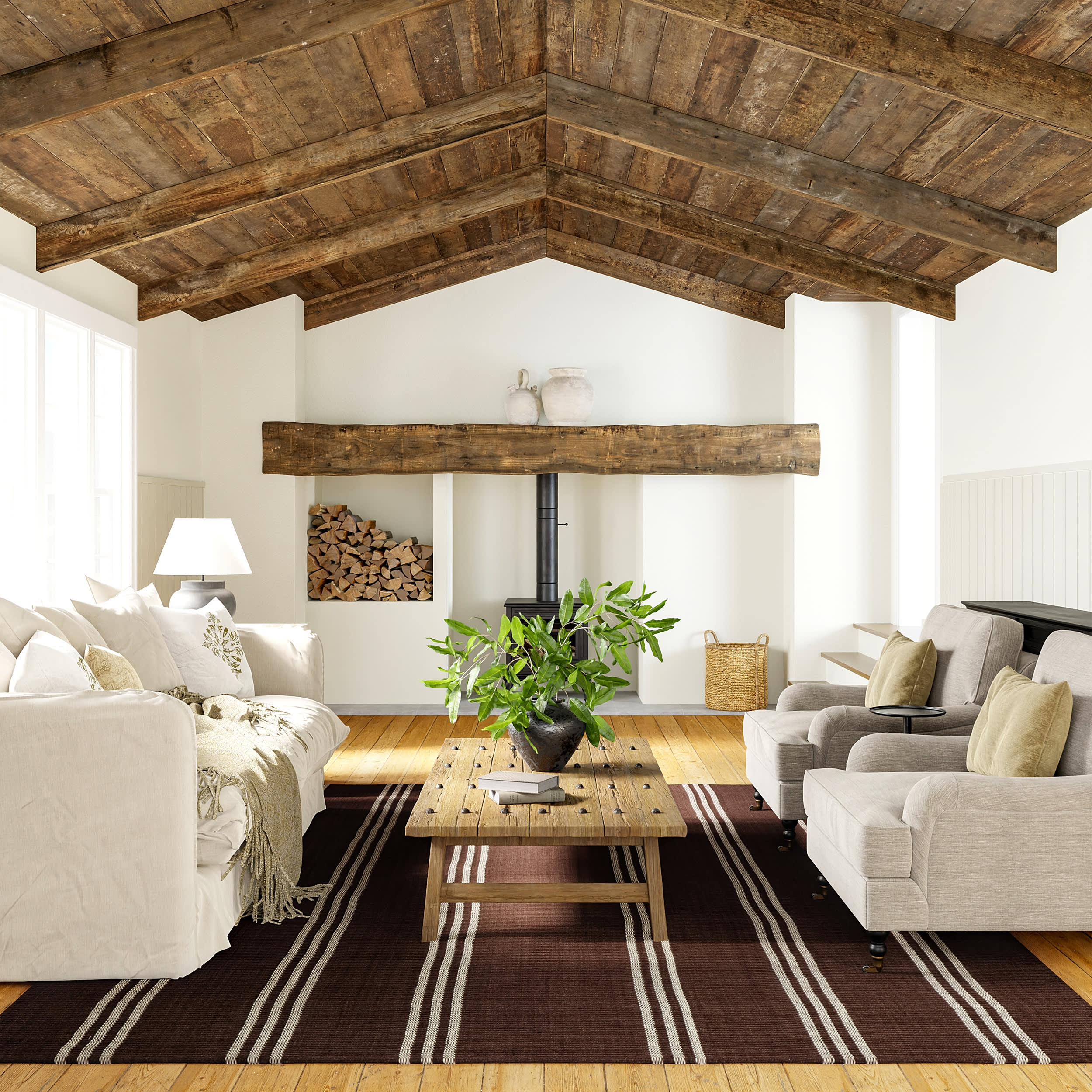 Hawthorn Striped Wool Rug | Dark Brown - Image 2