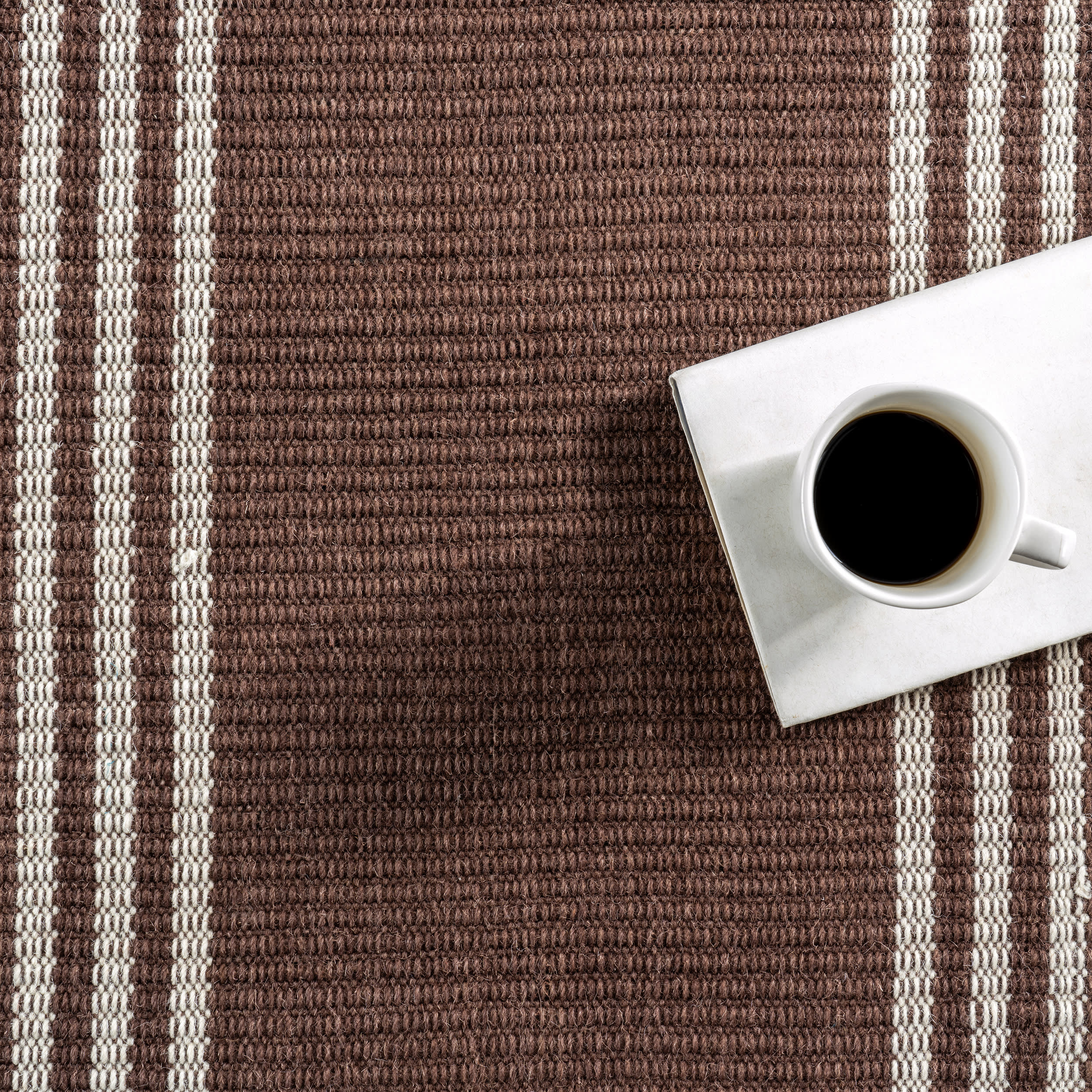 Hawthorn Striped Wool Rug | Dark Brown - Image 7