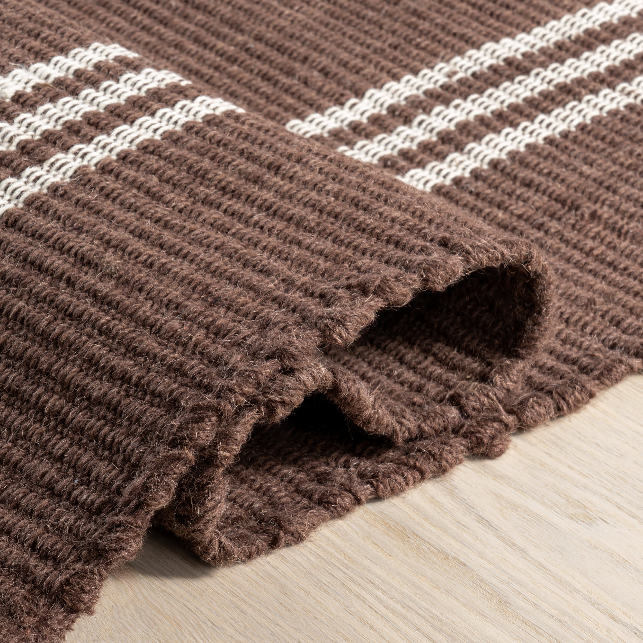 Hawthorn Striped Wool Rug | Dark Brown - Image 8