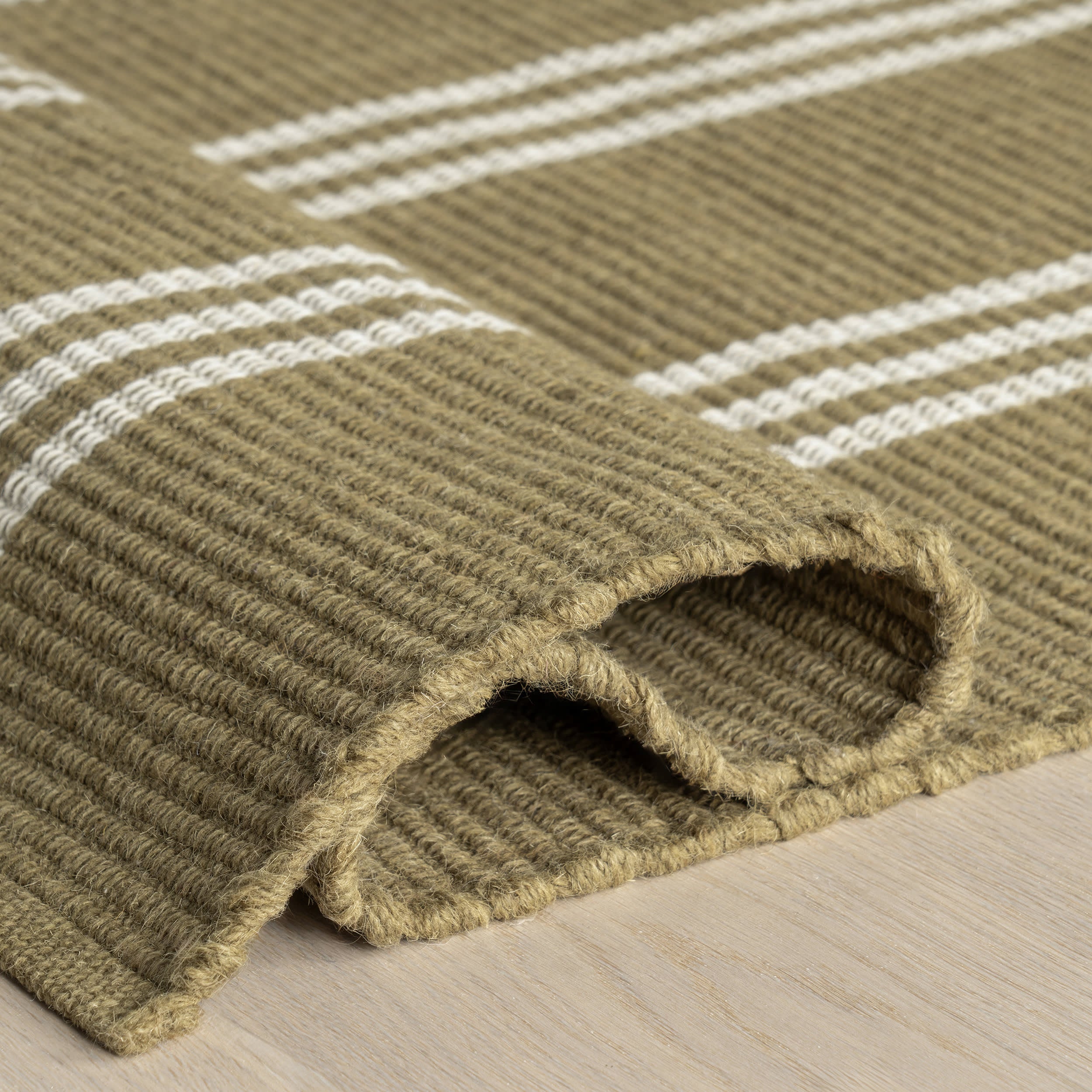 Hawthorn Striped Wool Rug | Olive Green - Image 10