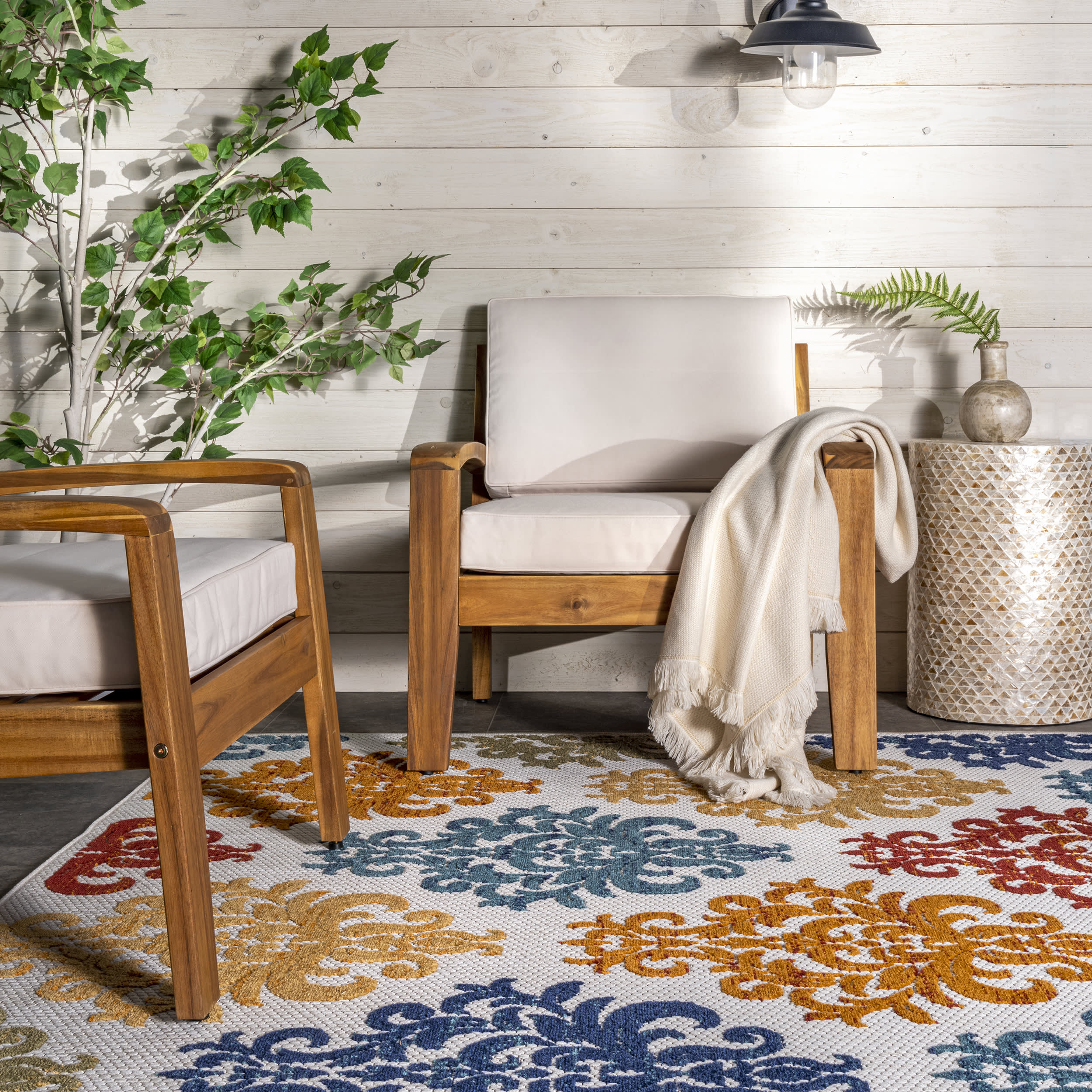 Hayden Damask Indoor/Outdoor Rug | Multicolor - Image 4