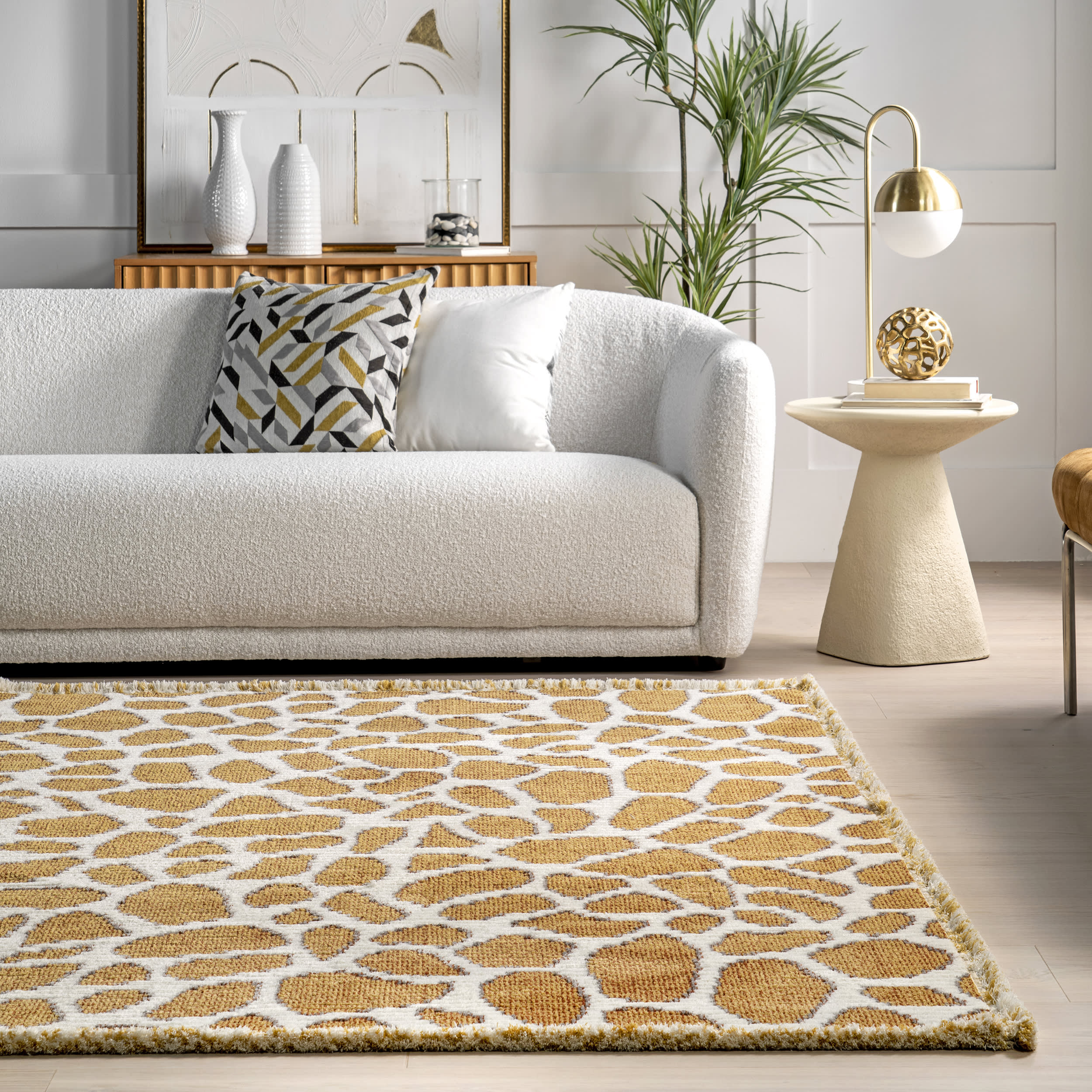 Hayley Giraffe Spots Rug | Mustard - Image 4