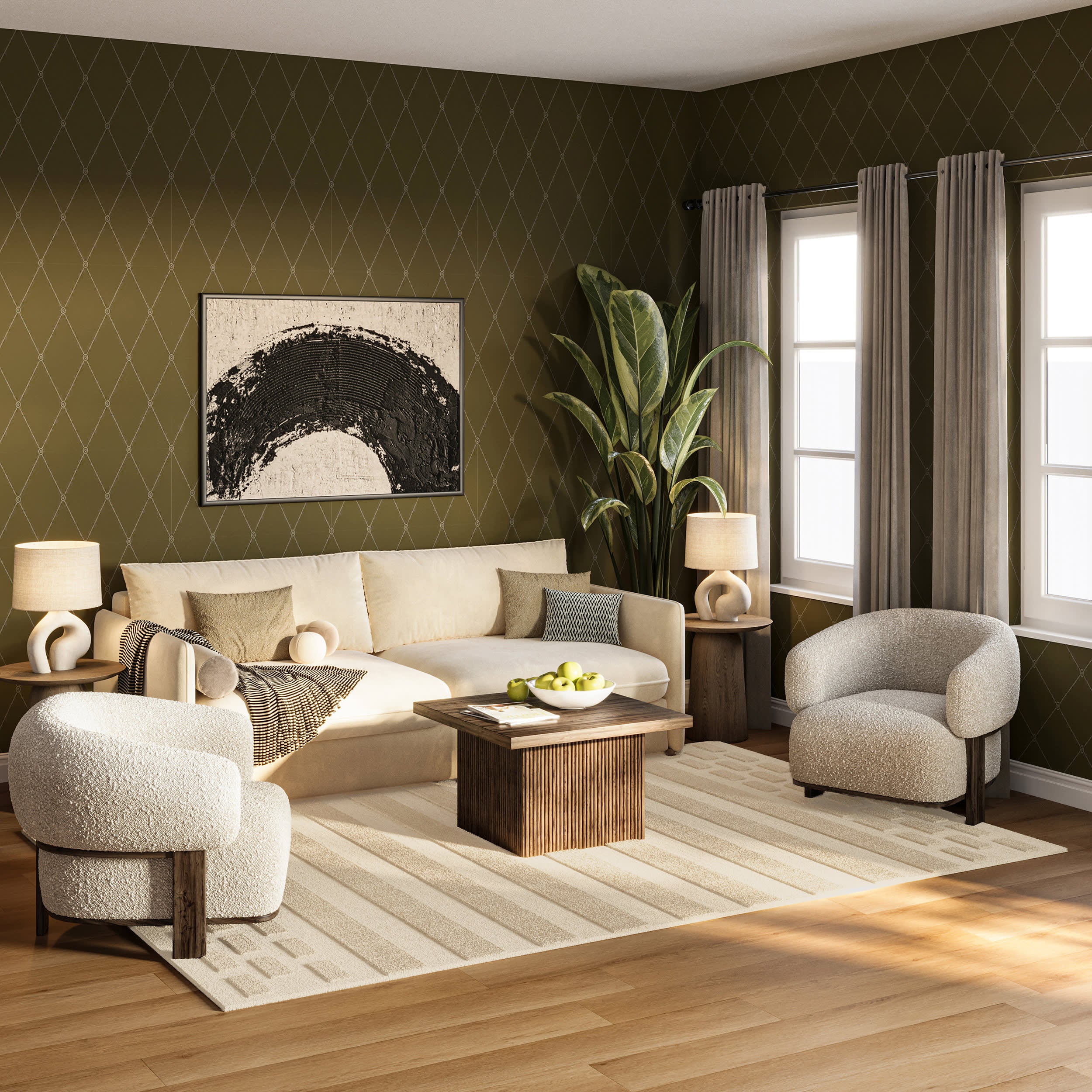 Hazel Bohemian Striped Wool Rug | Ivory - Image 7