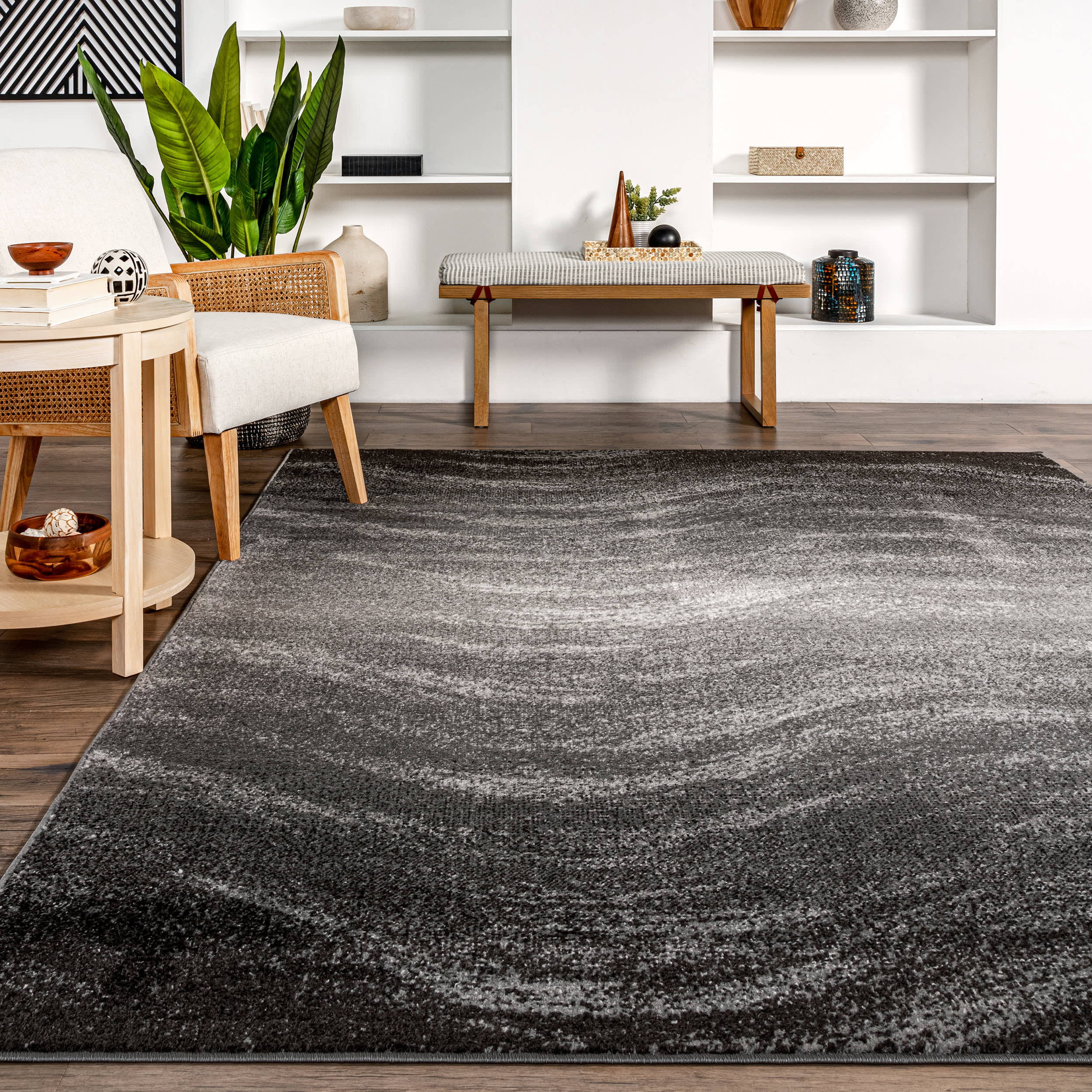 Hazy Waves Rug | Charcoal - Image 4