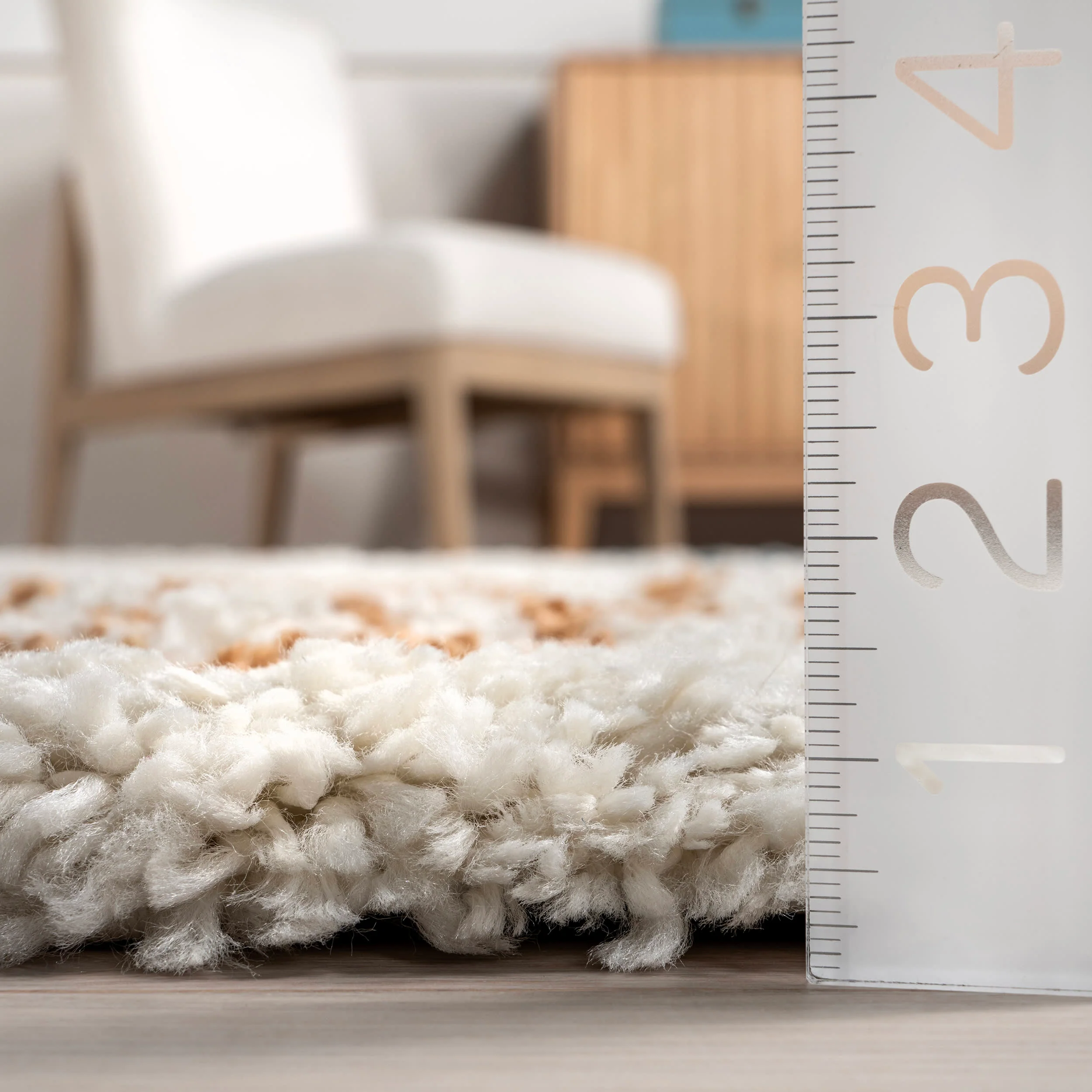Hedda Retro Geometric Shag Rug | Beige - Image 5