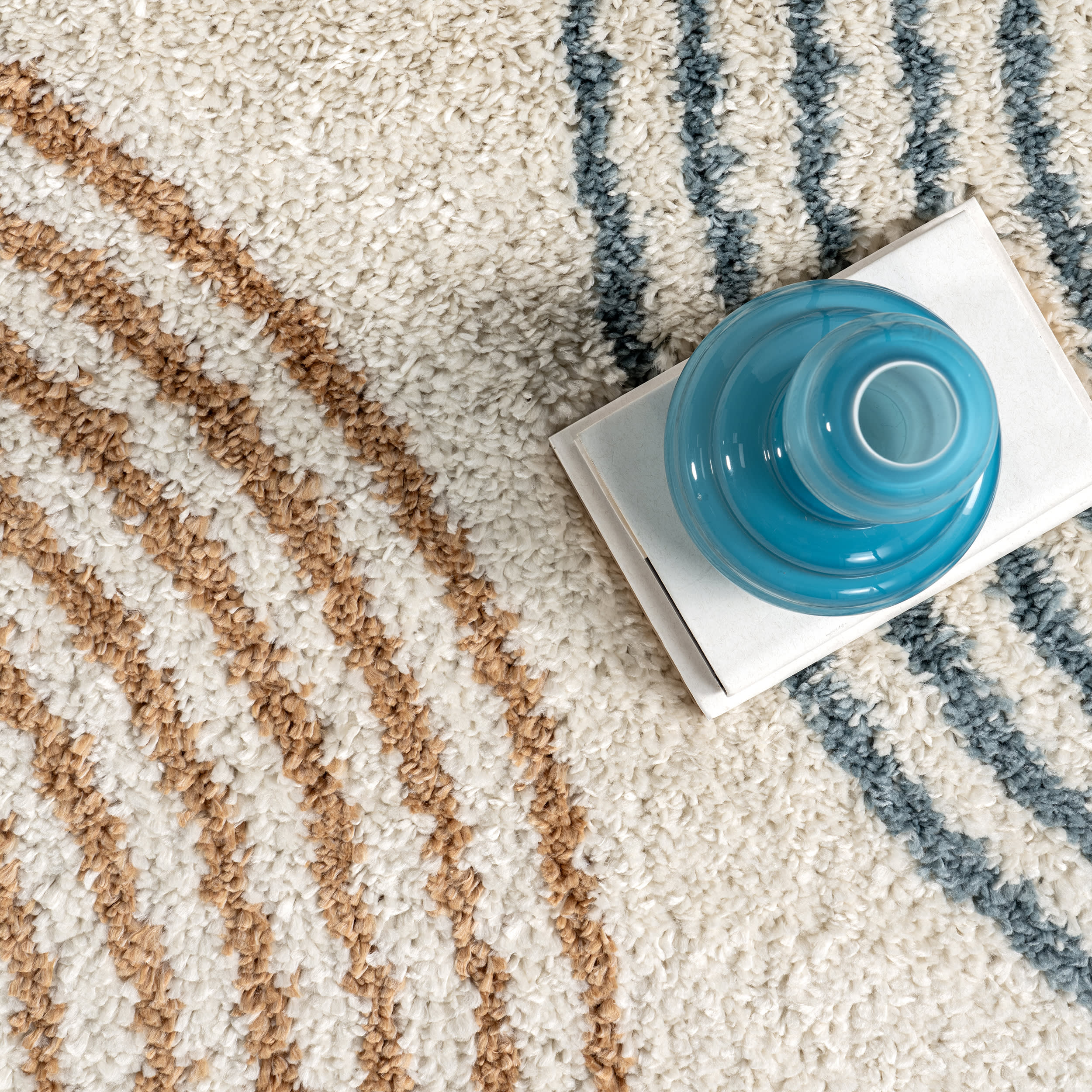 Hedda Retro Geometric Shag Rug | Beige - Image 7