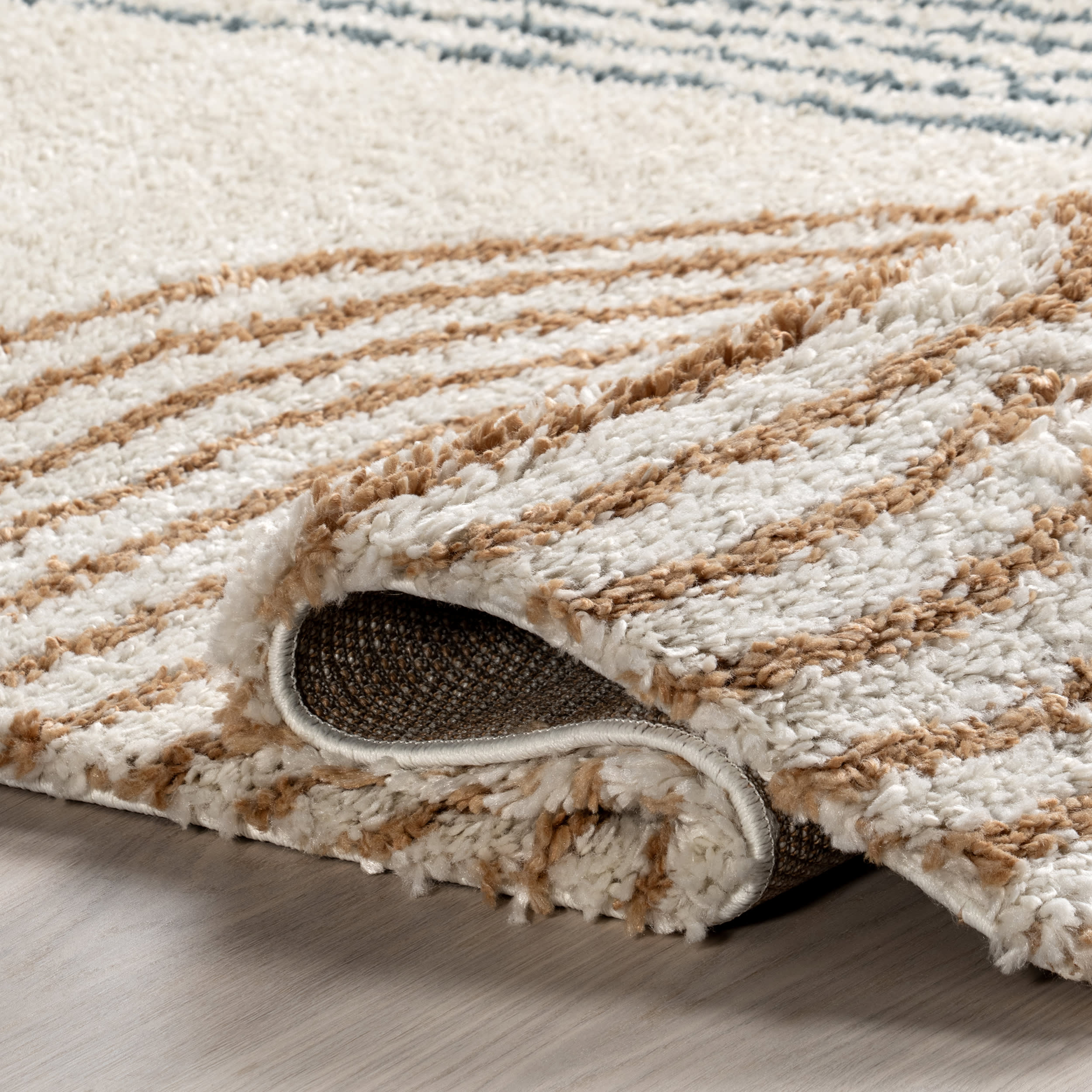 Hedda Retro Geometric Shag Rug | Beige - Image 8
