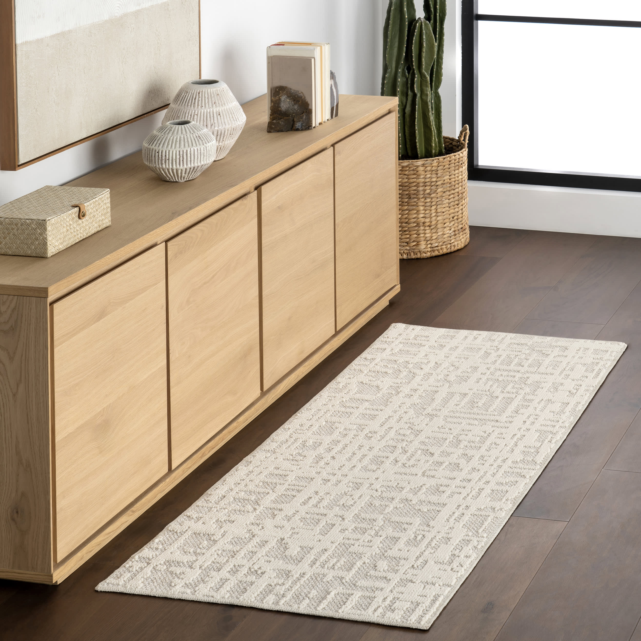 Helga Abstract Washable Rug | Light Grey - Image 2