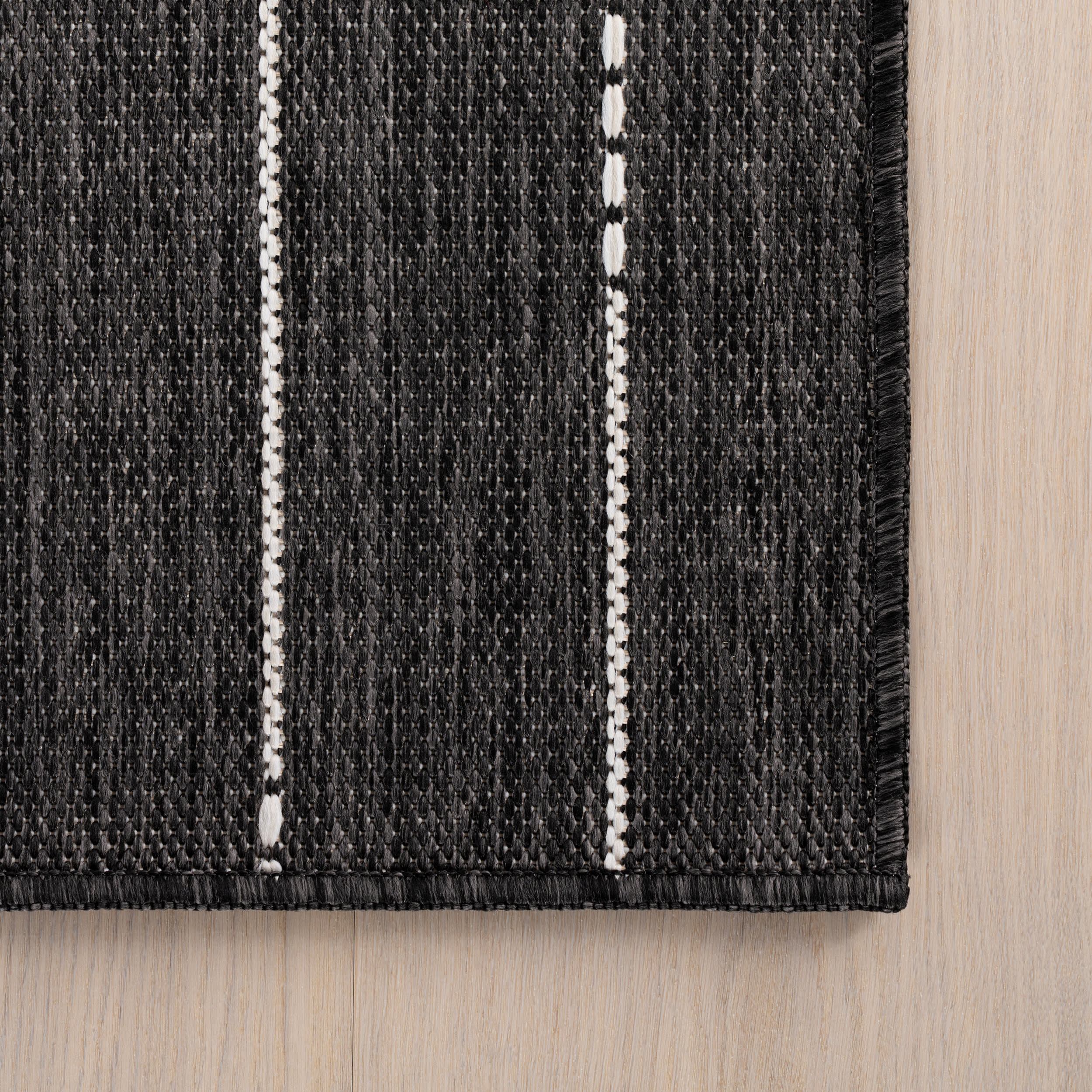 Helia Modern Striped Indoor/Outdoor Rug | Charcoal - Image 3