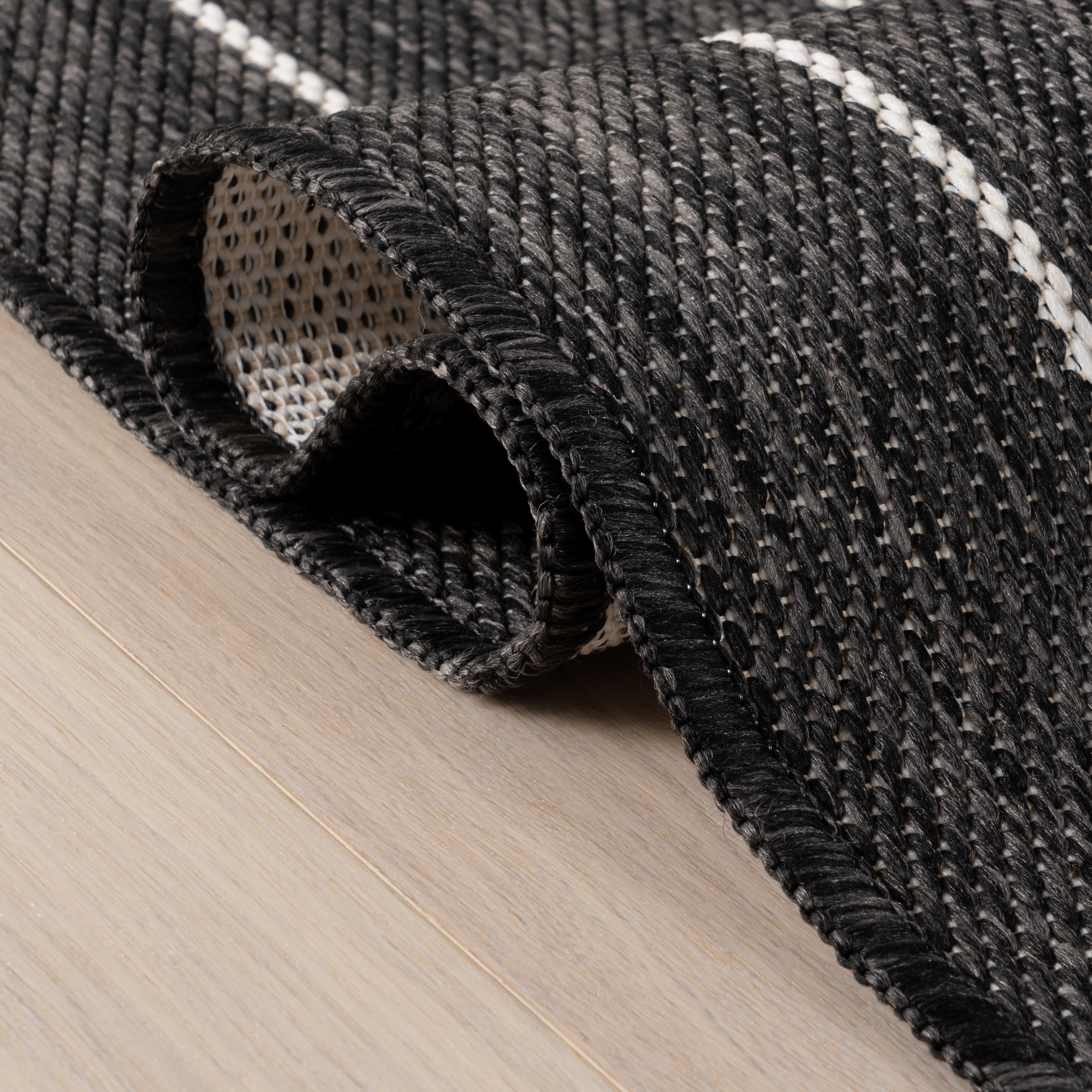 Helia Modern Striped Indoor/Outdoor Rug | Charcoal - Image 6