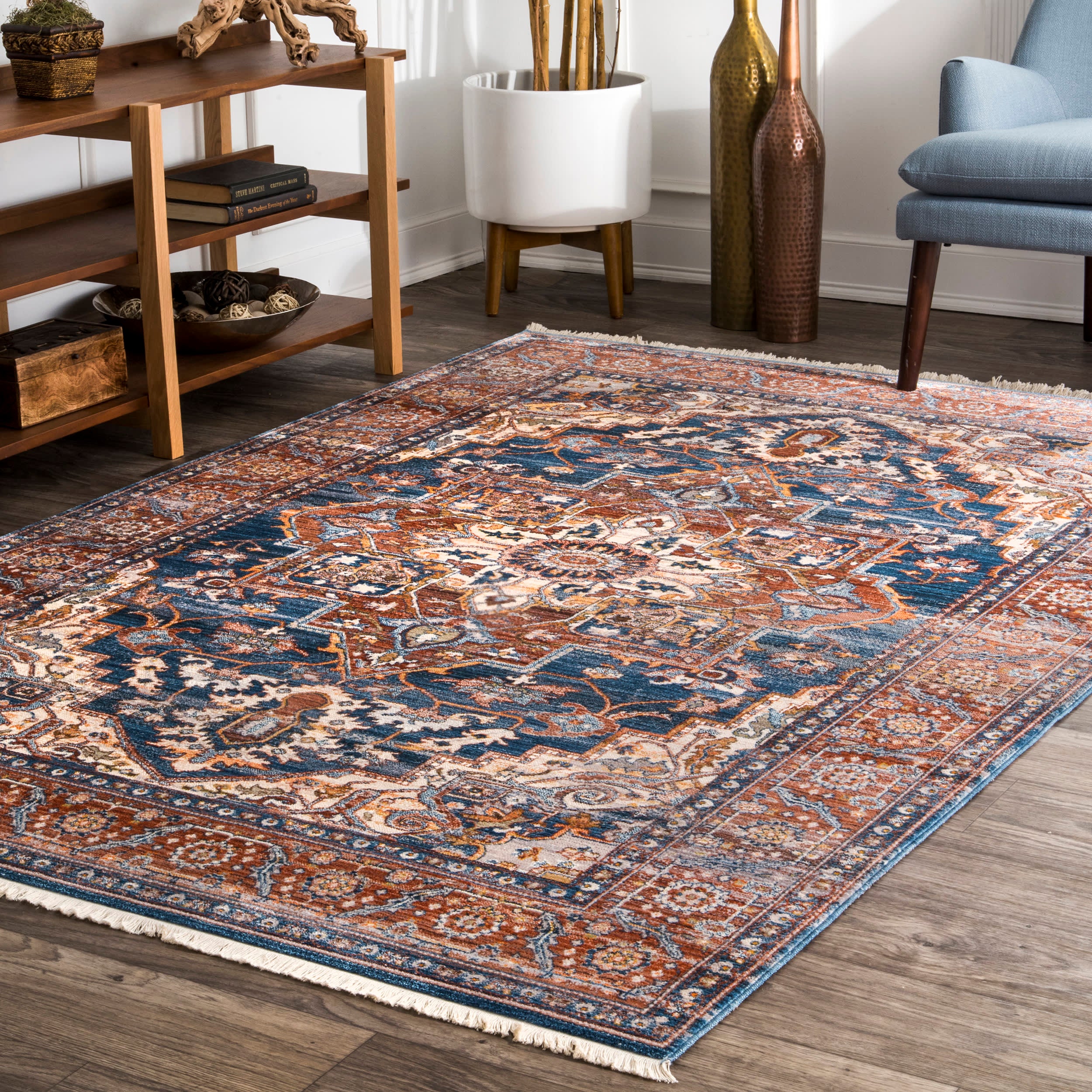 Heriz Fringe Rug | Rust - Image 2