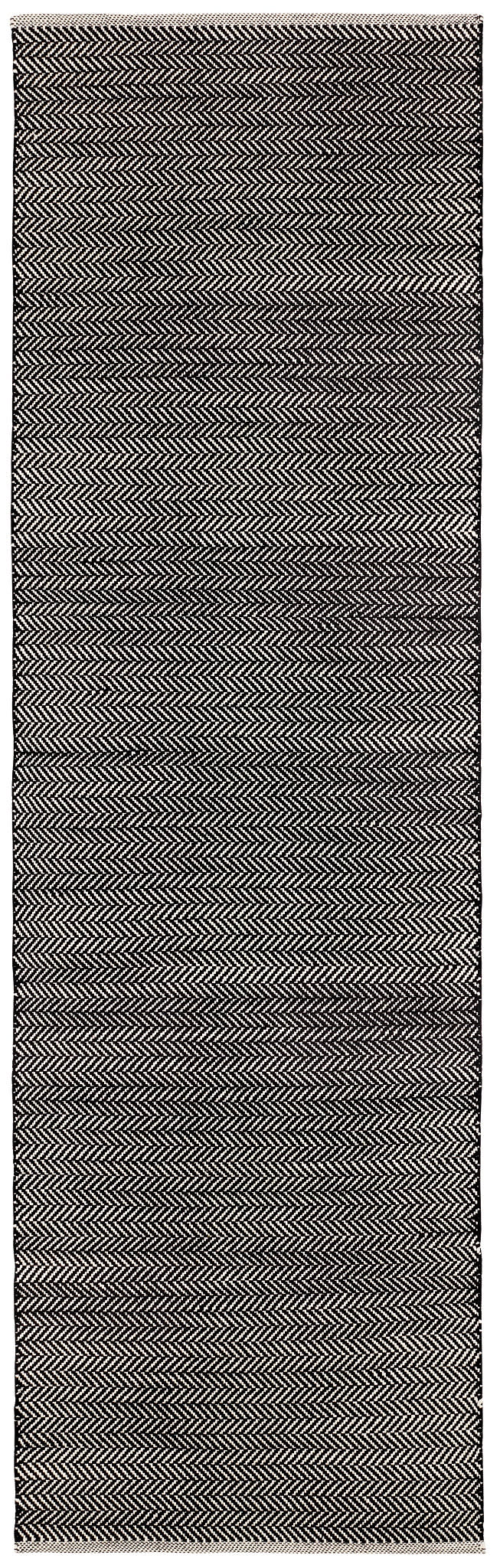 Herringbone Handwoven Cotton Rug | Black - Image 2