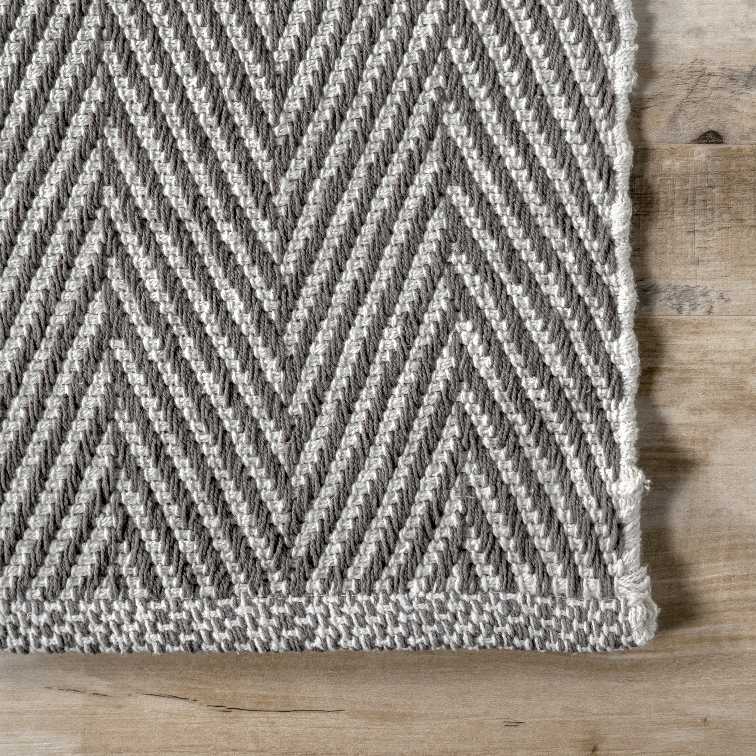 Herringbone Cotton Flatwoven Rug | Grey - Image 3