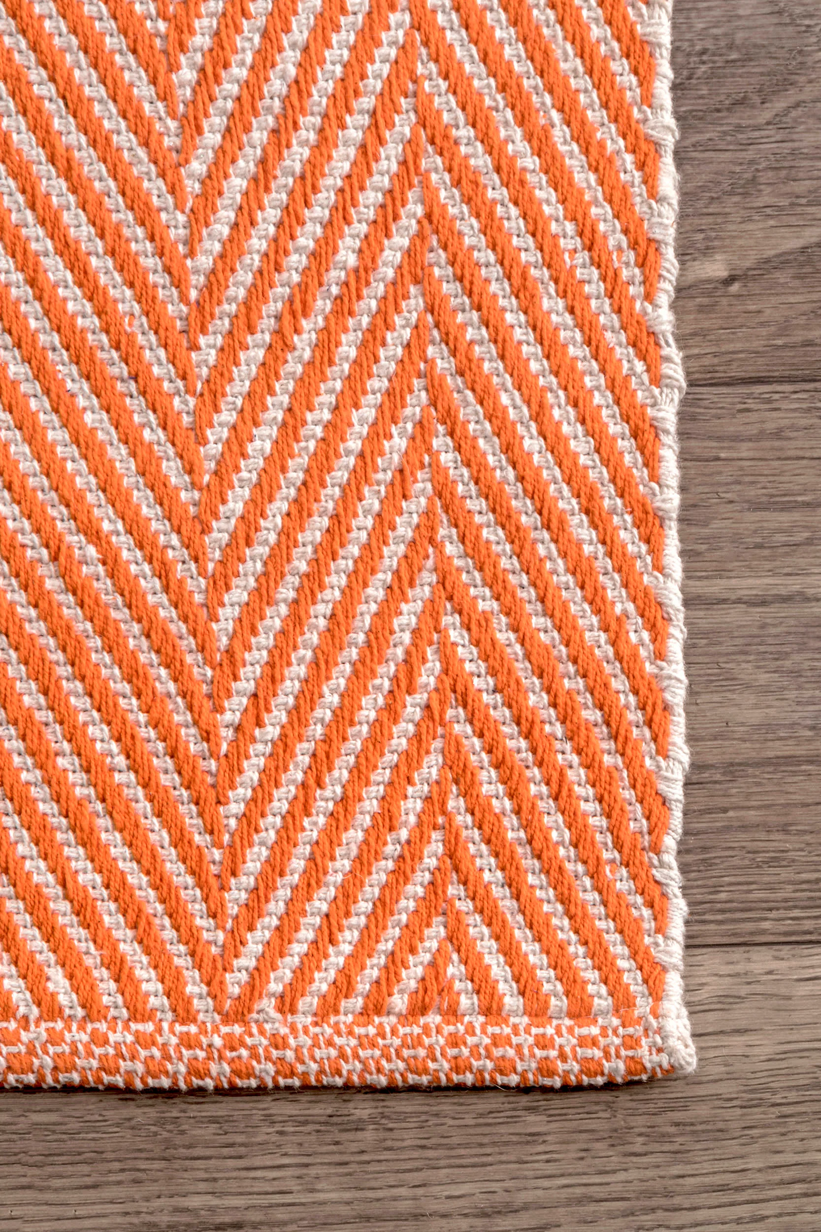 Herringbone Cotton Flatwoven Rug | Orange - Image 3