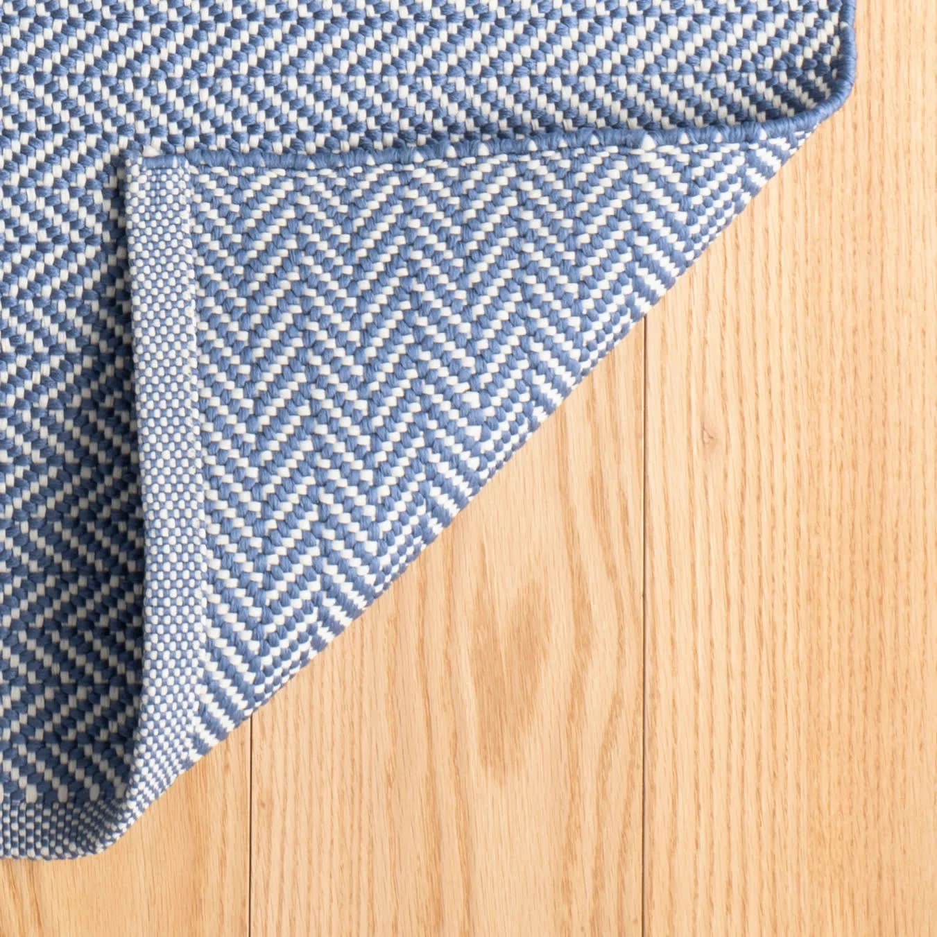 Herringbone Handwoven Indoor/Outdoor Rug | Denim/Ivory - Image 4