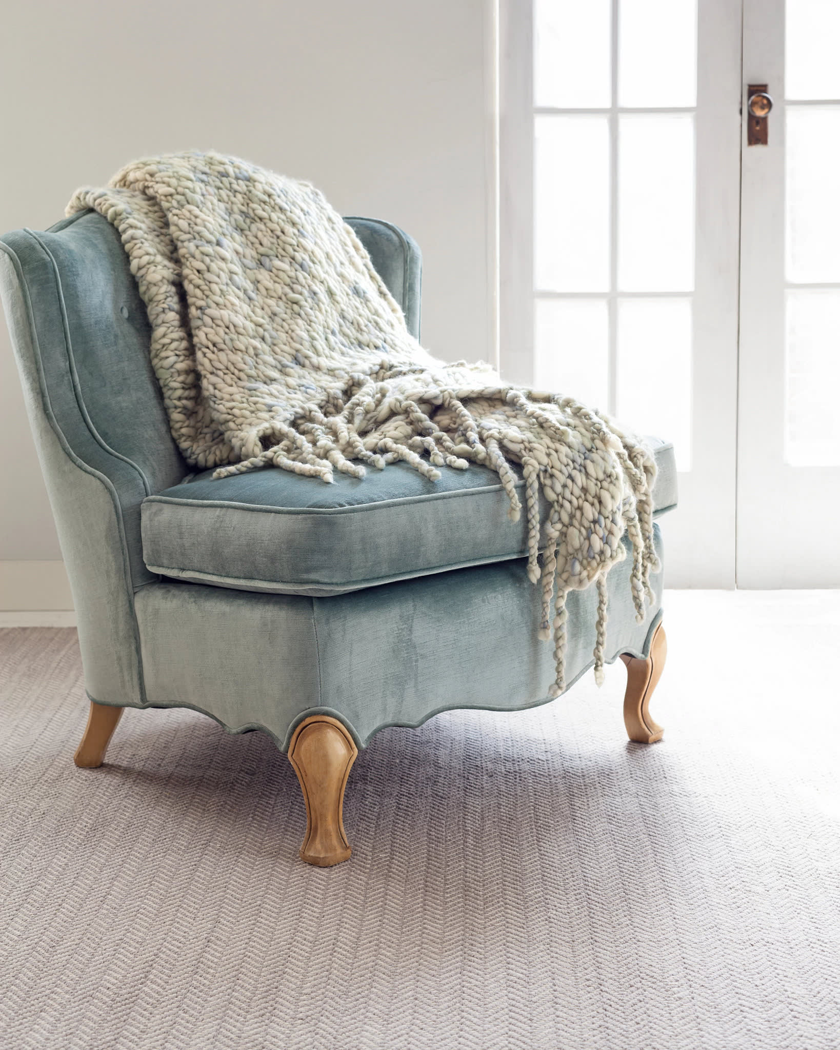 Herringbone Handwoven Cotton Rug | Dove Grey - Image 3