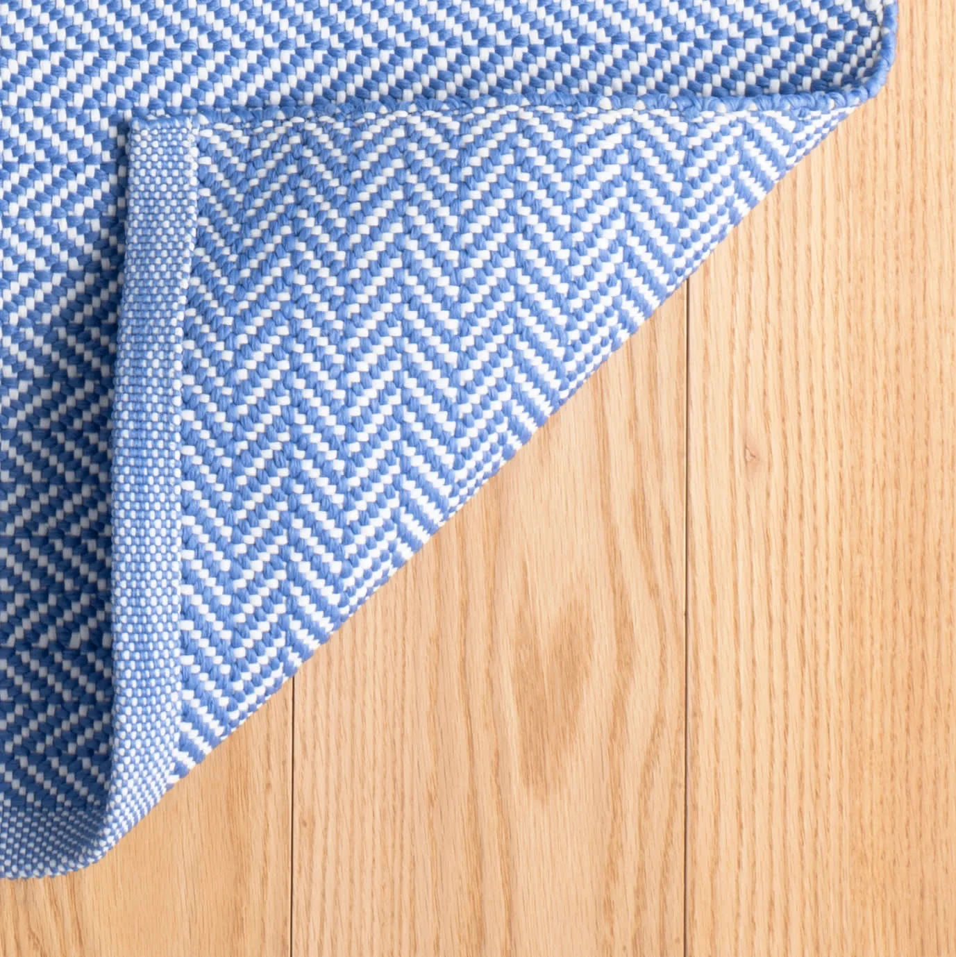 Herringbone Handwoven Indoor/Outdoor Rug | French Blue/White - Image 4