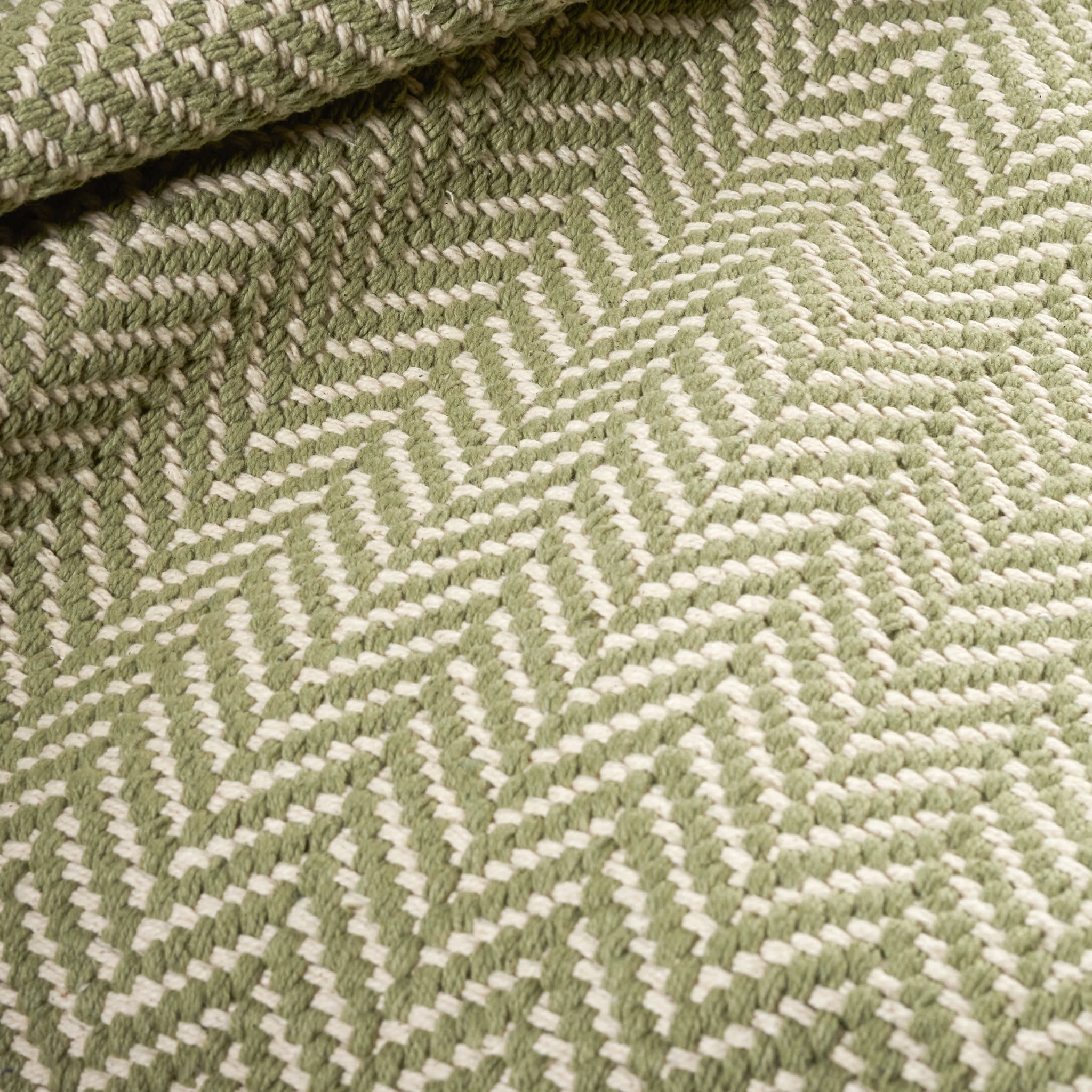 Herringbone Handwoven Cotton Rug | Sage - Image 4