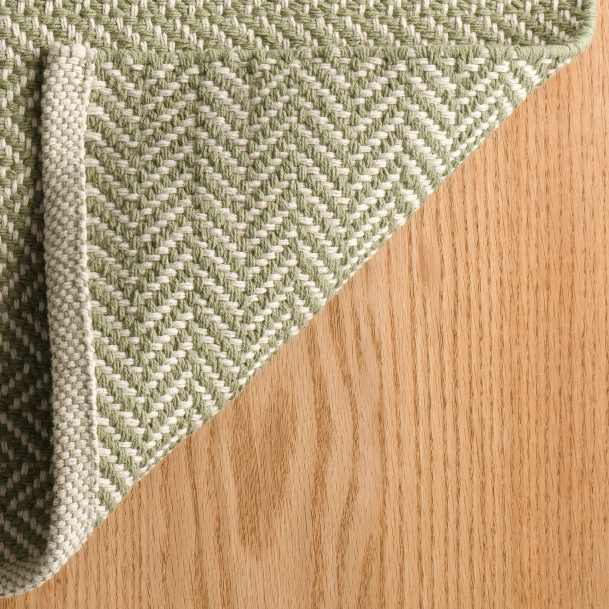 Herringbone Handwoven Cotton Rug | Sage - Image 6