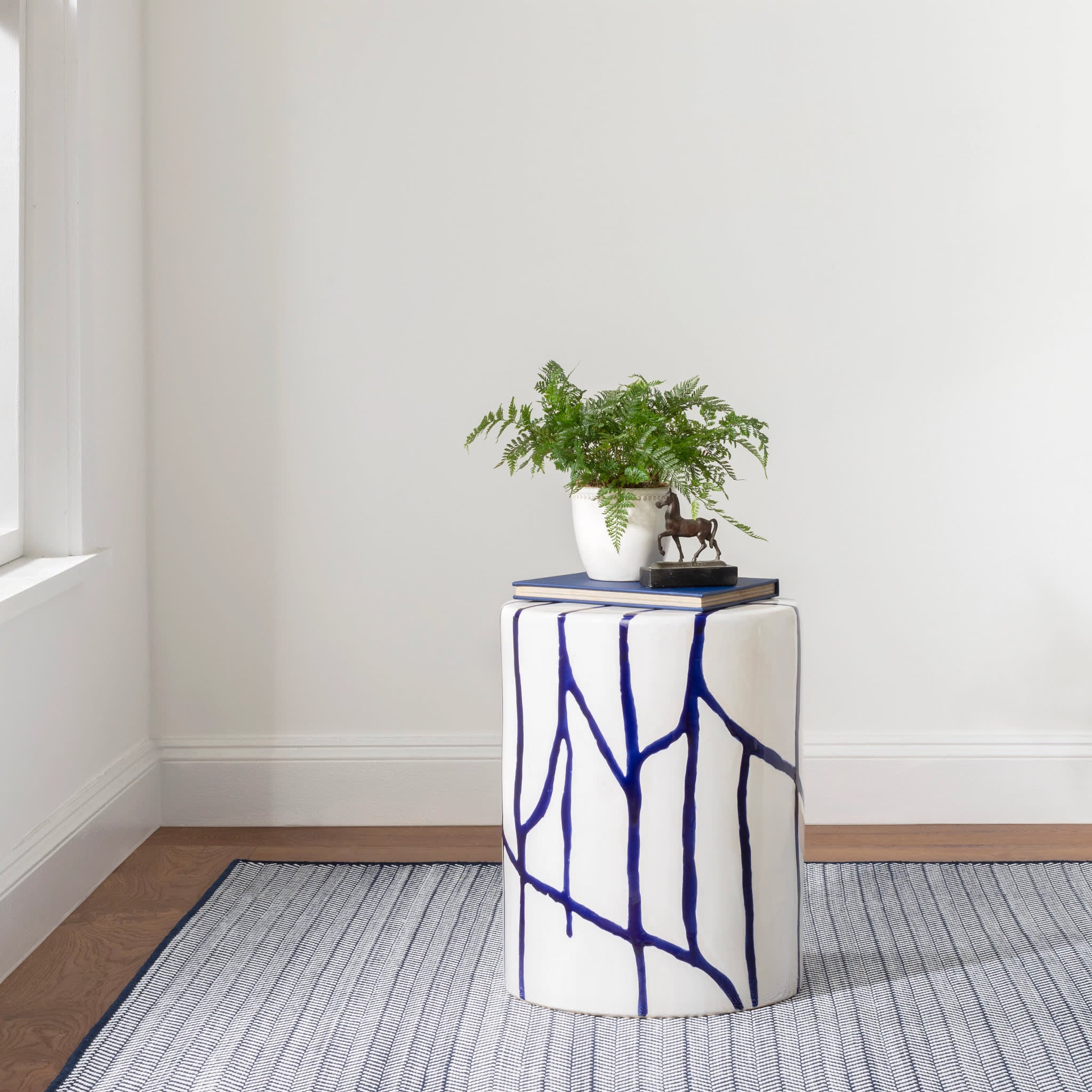 Herringbone Handwoven Indoor/Outdoor Custom Rug | Indigo/White - Image 2