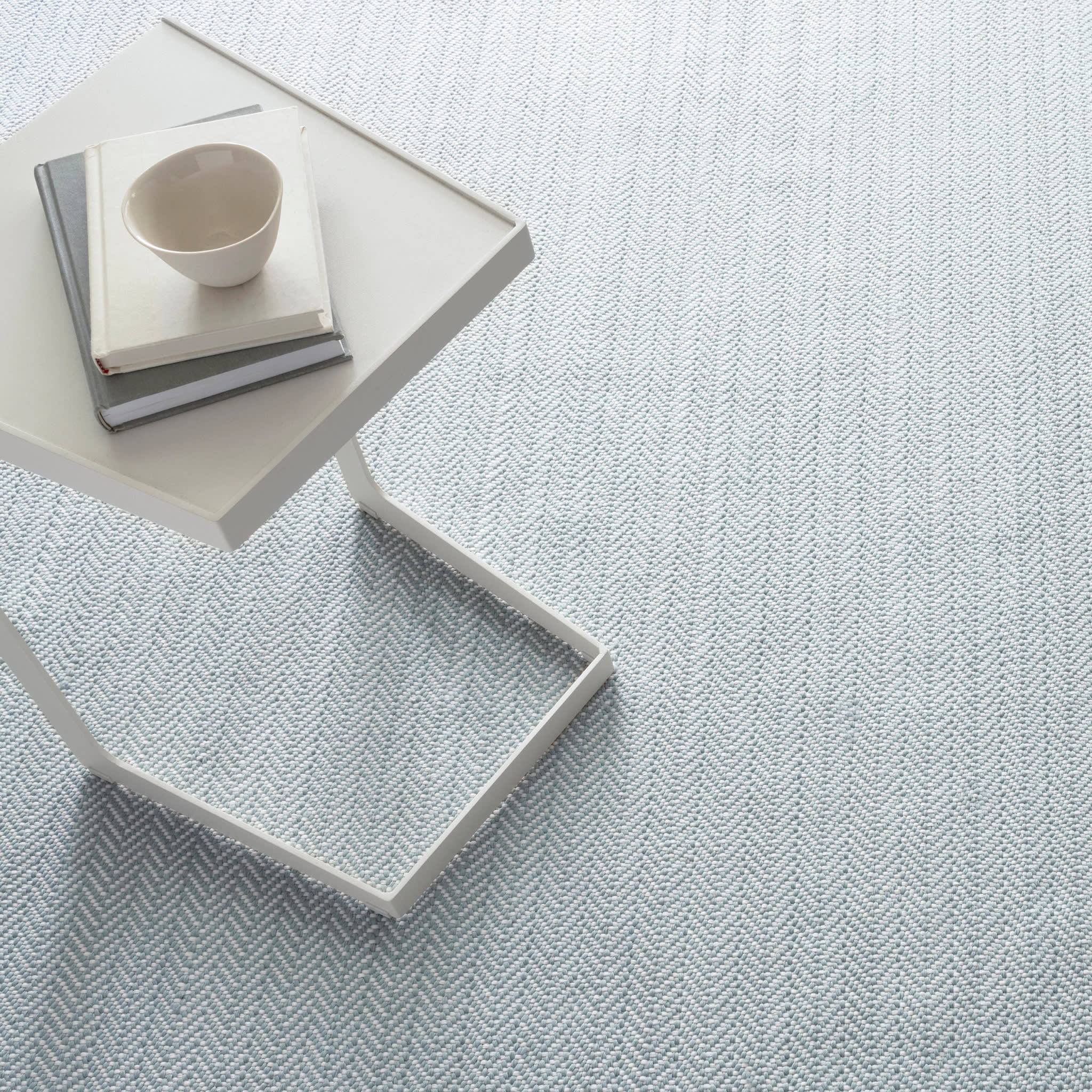 Herringbone Handwoven Indoor/Outdoor Rug | Light Blue/Ivory - Image 4